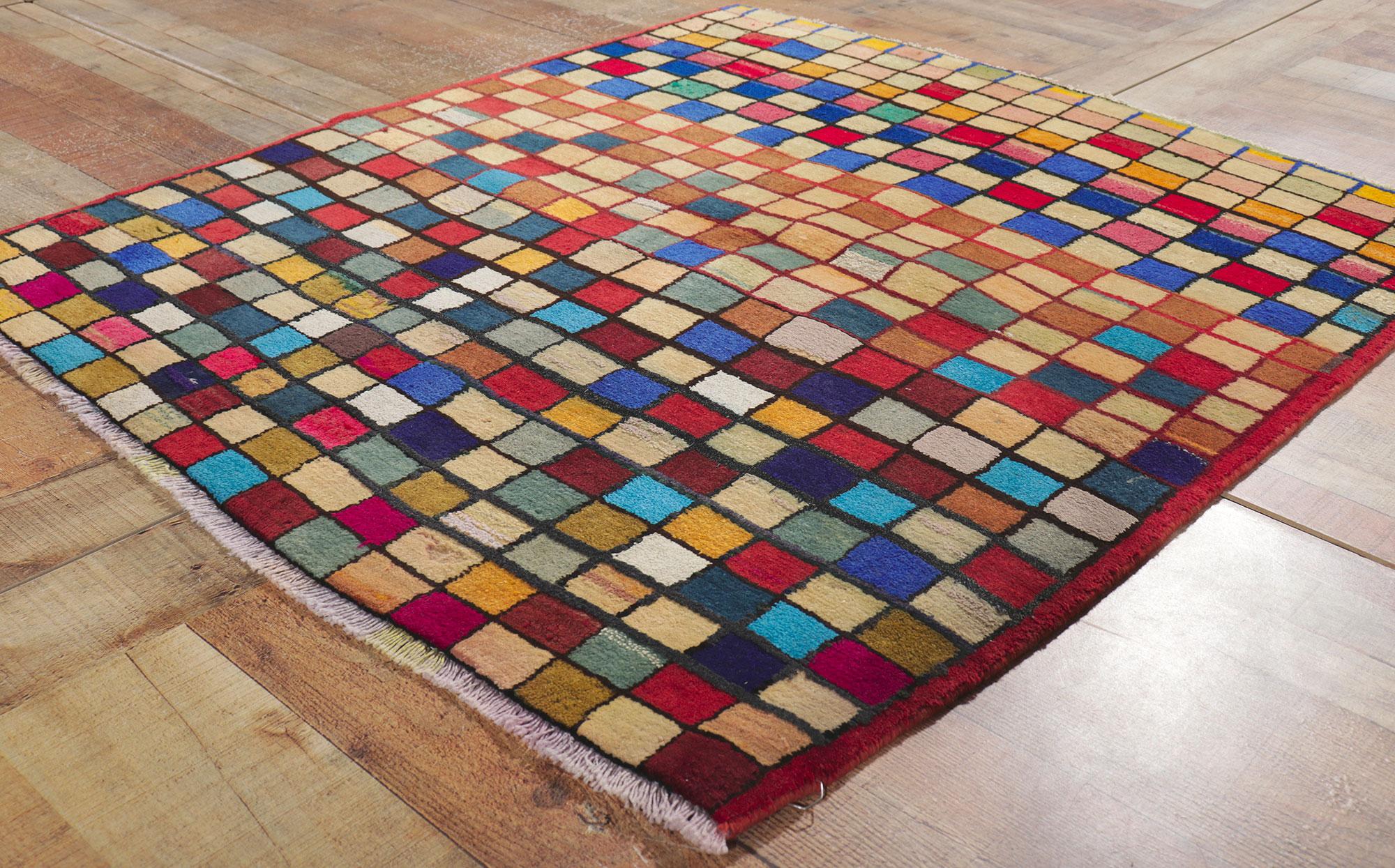 Lana Tappeto persiano Gabbeh degli anni '60 in stile cubista Bauhaus in vendita