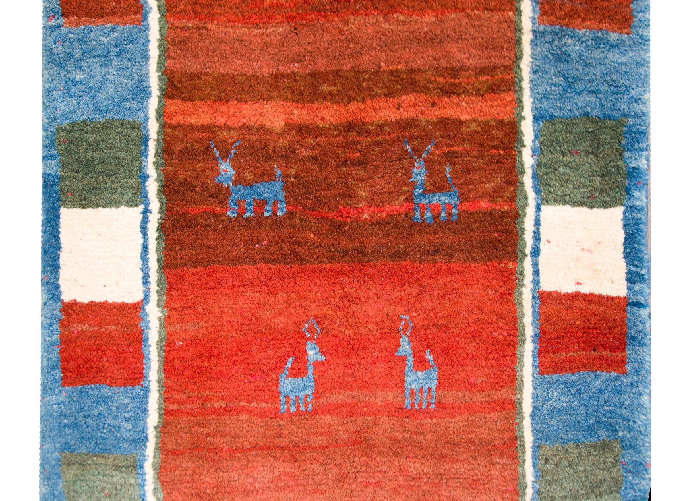 Tribal Vintage Persian Gabbeh Rug For Sale