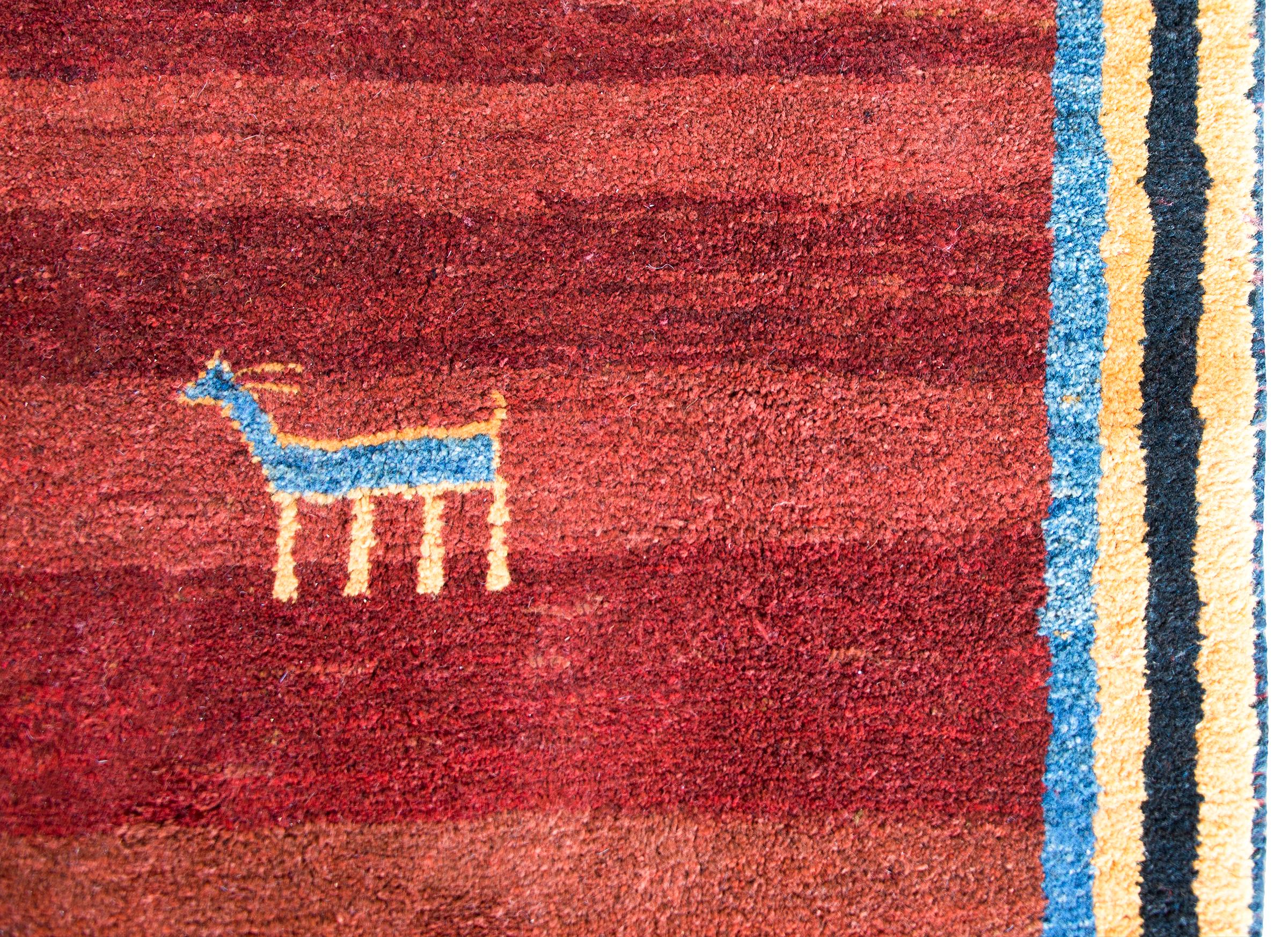 Hand-Knotted Vintage Persian Gabbeh Rug For Sale
