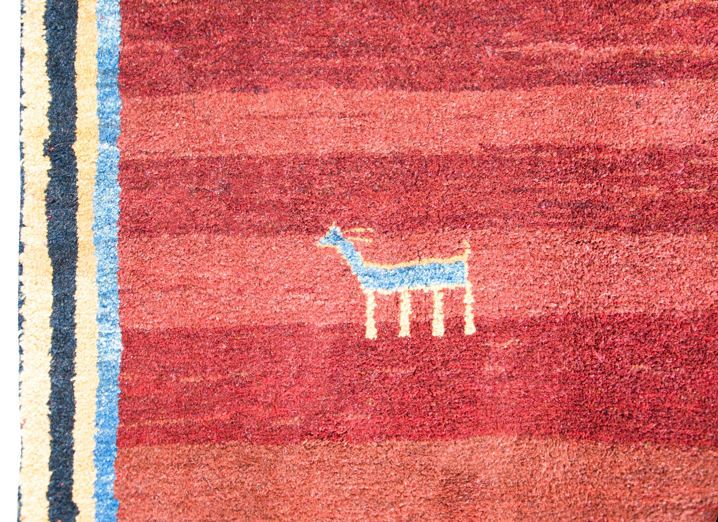 Vintage Persian Gabbeh Rug In Good Condition For Sale In Chicago, IL
