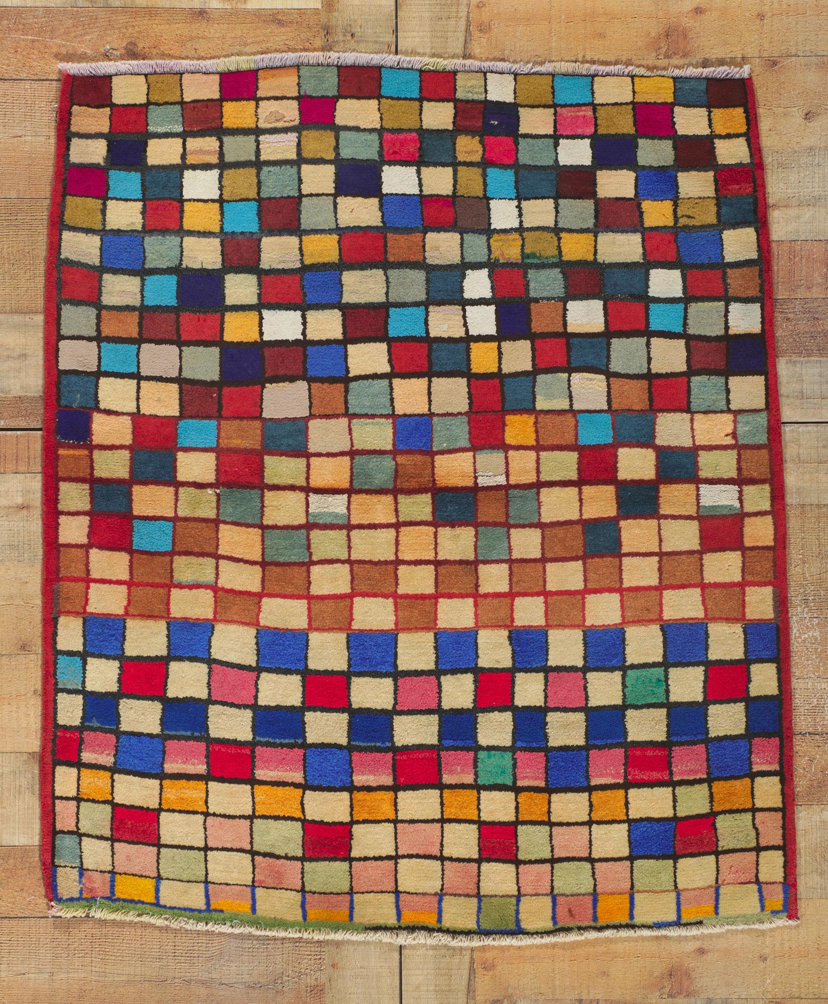 Vintage Persian Gabbeh Rug In Good Condition For Sale In Dallas, TX