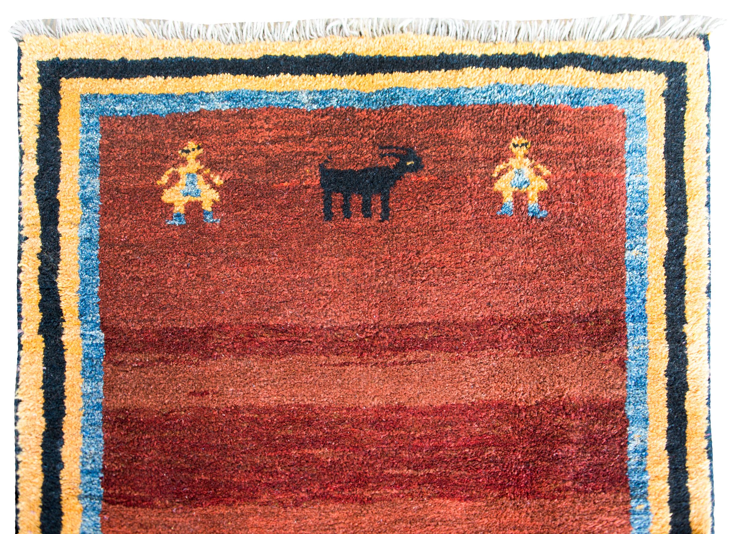 Wool Vintage Persian Gabbeh Rug For Sale