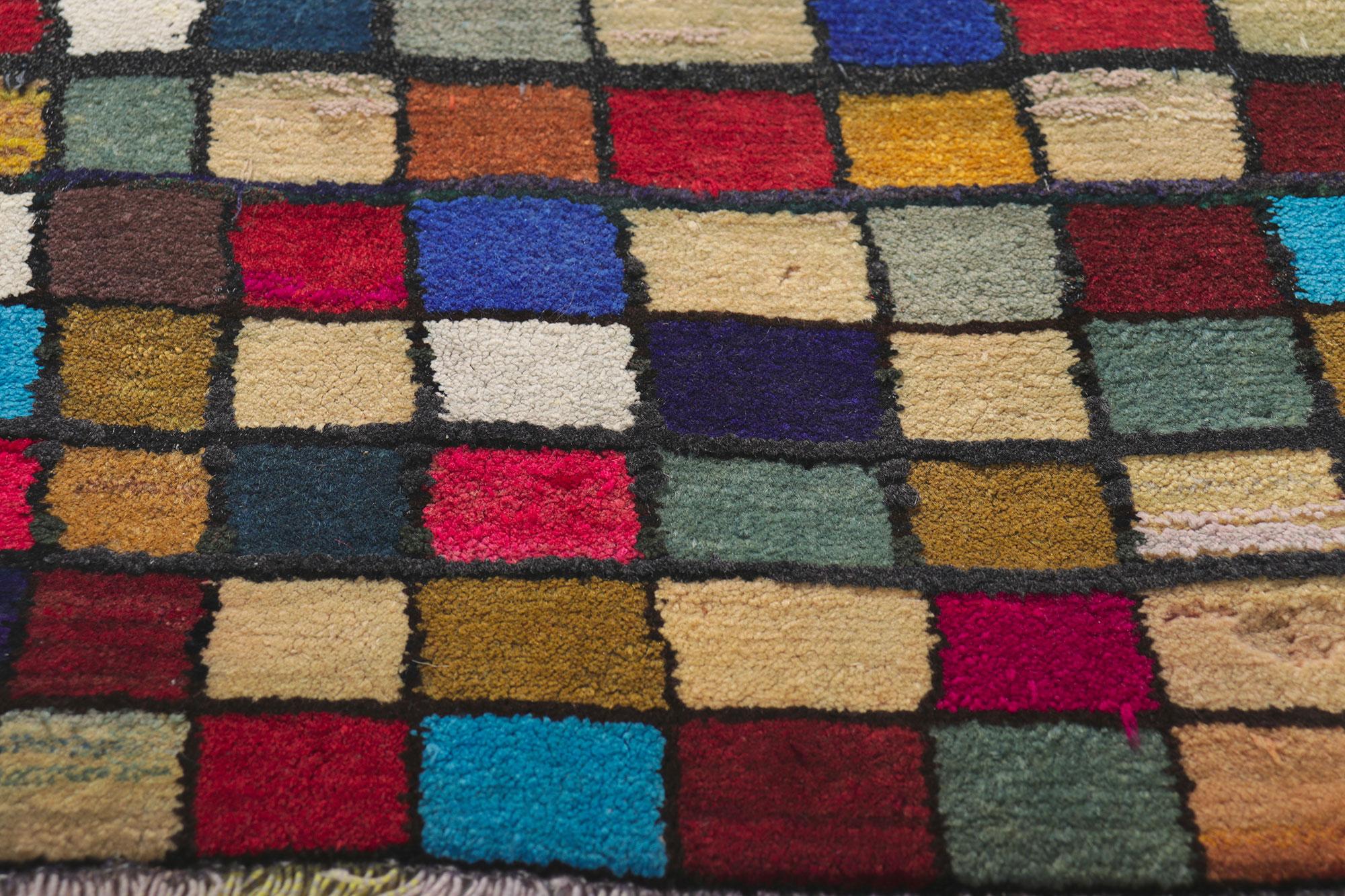 Tappeto persiano Gabbeh degli anni '60 in stile cubista Bauhaus In condizioni buone in vendita a Dallas, TX