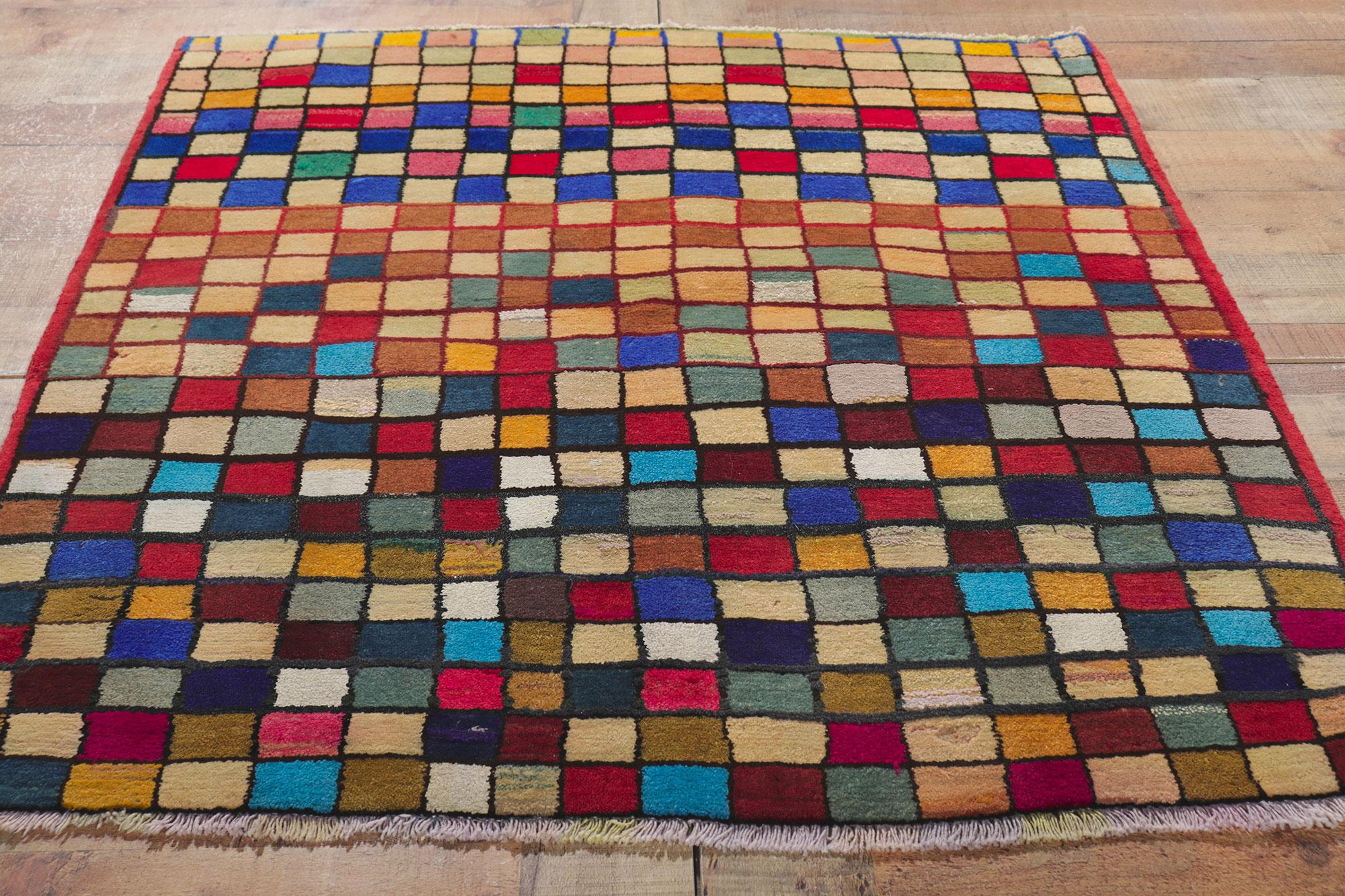 XX secolo Tappeto persiano Gabbeh degli anni '60 in stile cubista Bauhaus in vendita