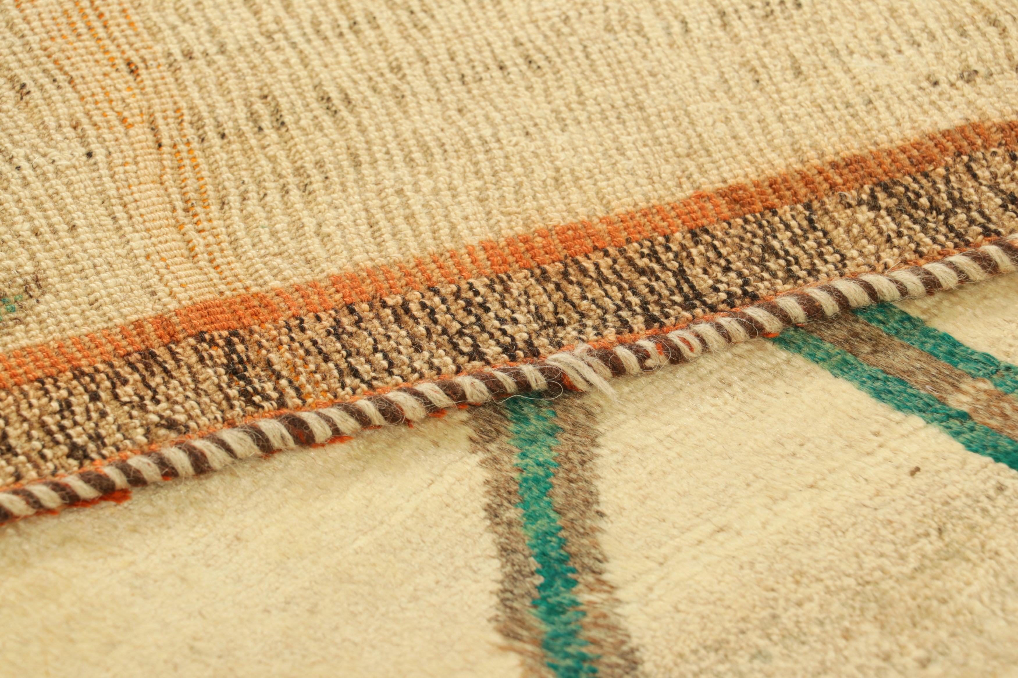 Persischer Gabbeh-Teppich in Beige mit geometrischem Muster, Vintage  Rug & Kilim (Wolle) im Angebot