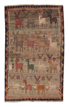 Vintage Persian Gabbeh Rug, Polychromatic Animal Pictorials - Rug & Kilim