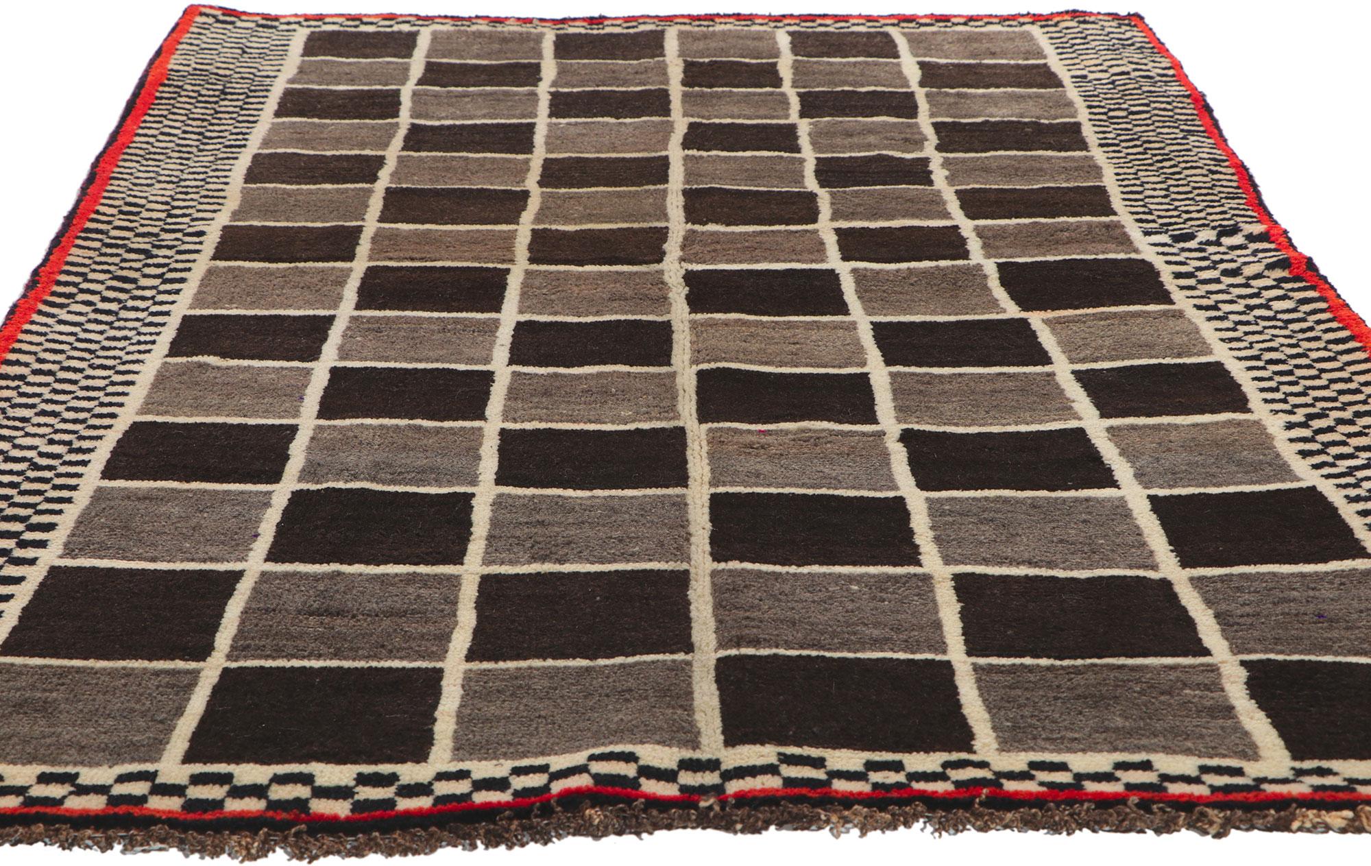 Mid-Century Modern Vintage Persian Gabbeh Rug with Checkerboard Design For Sale