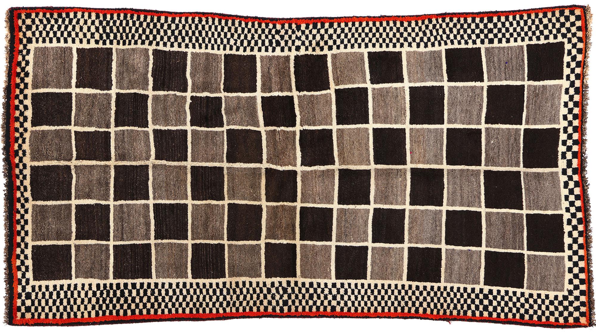 Vintage Checkerboard Persian Gabbeh Rug For Sale 3