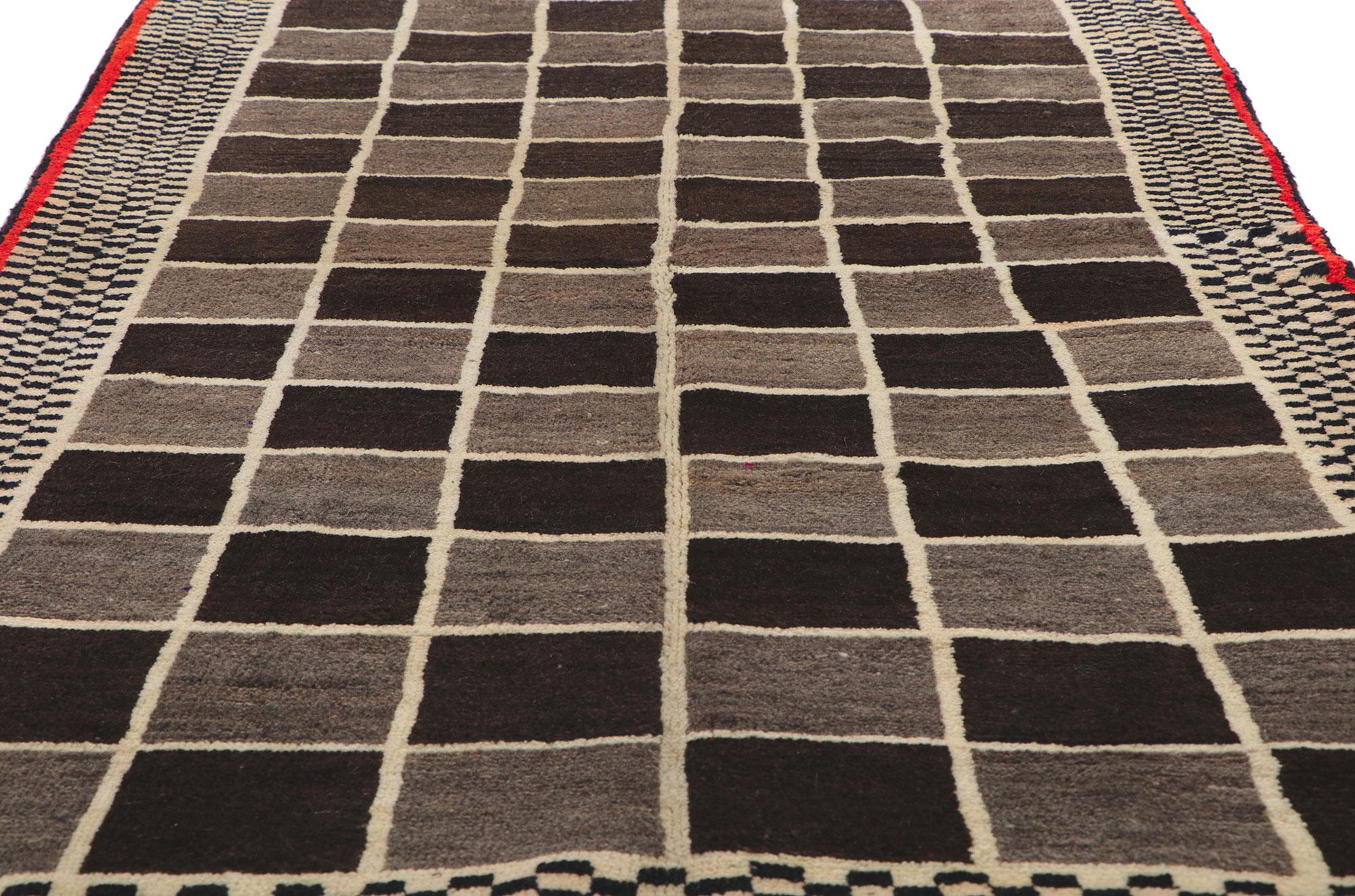 Hand-Knotted Vintage Persian Gabbeh Rug with Checkerboard Design For Sale