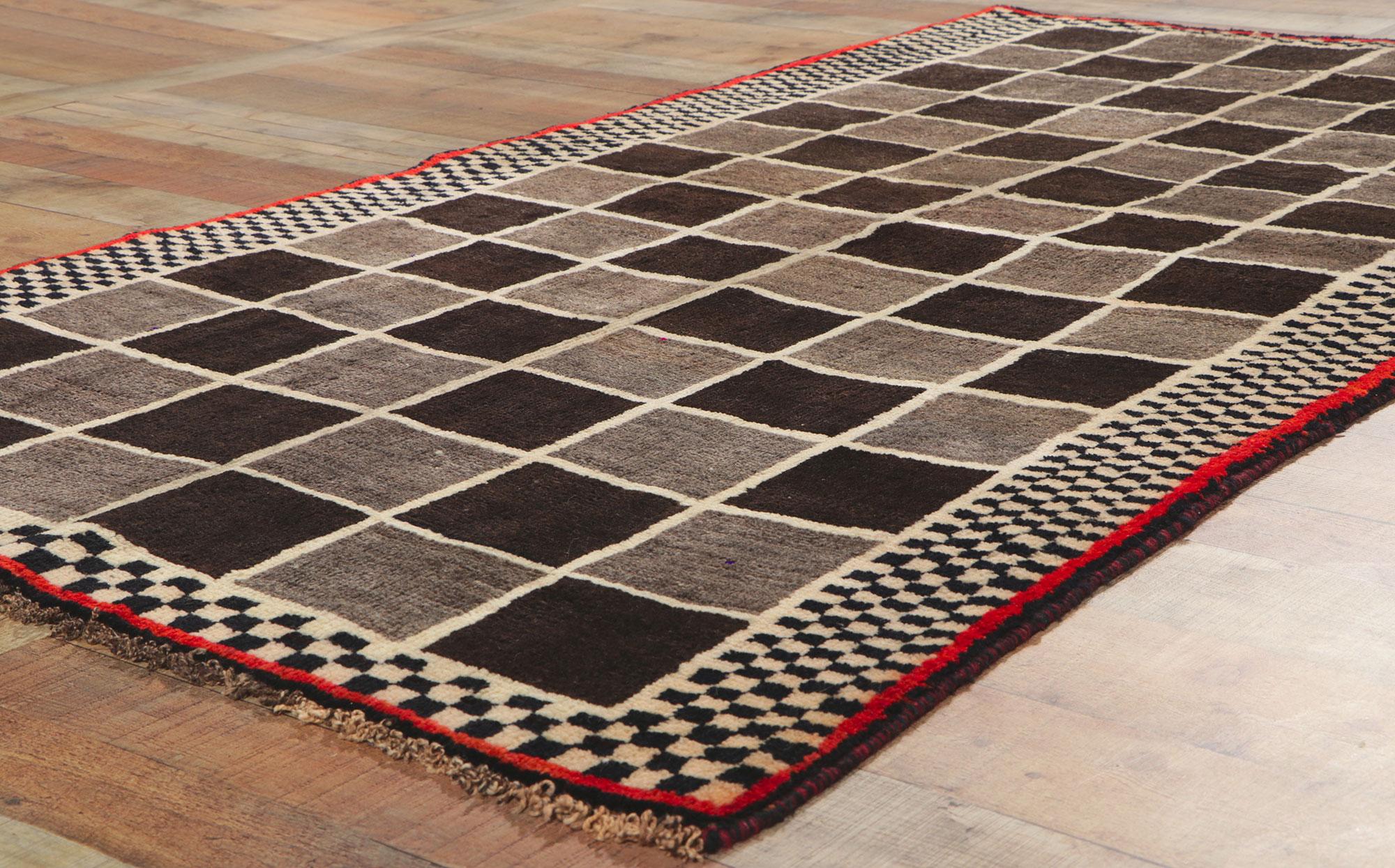 20th Century Vintage Persian Gabbeh Rug with Checkerboard Design For Sale