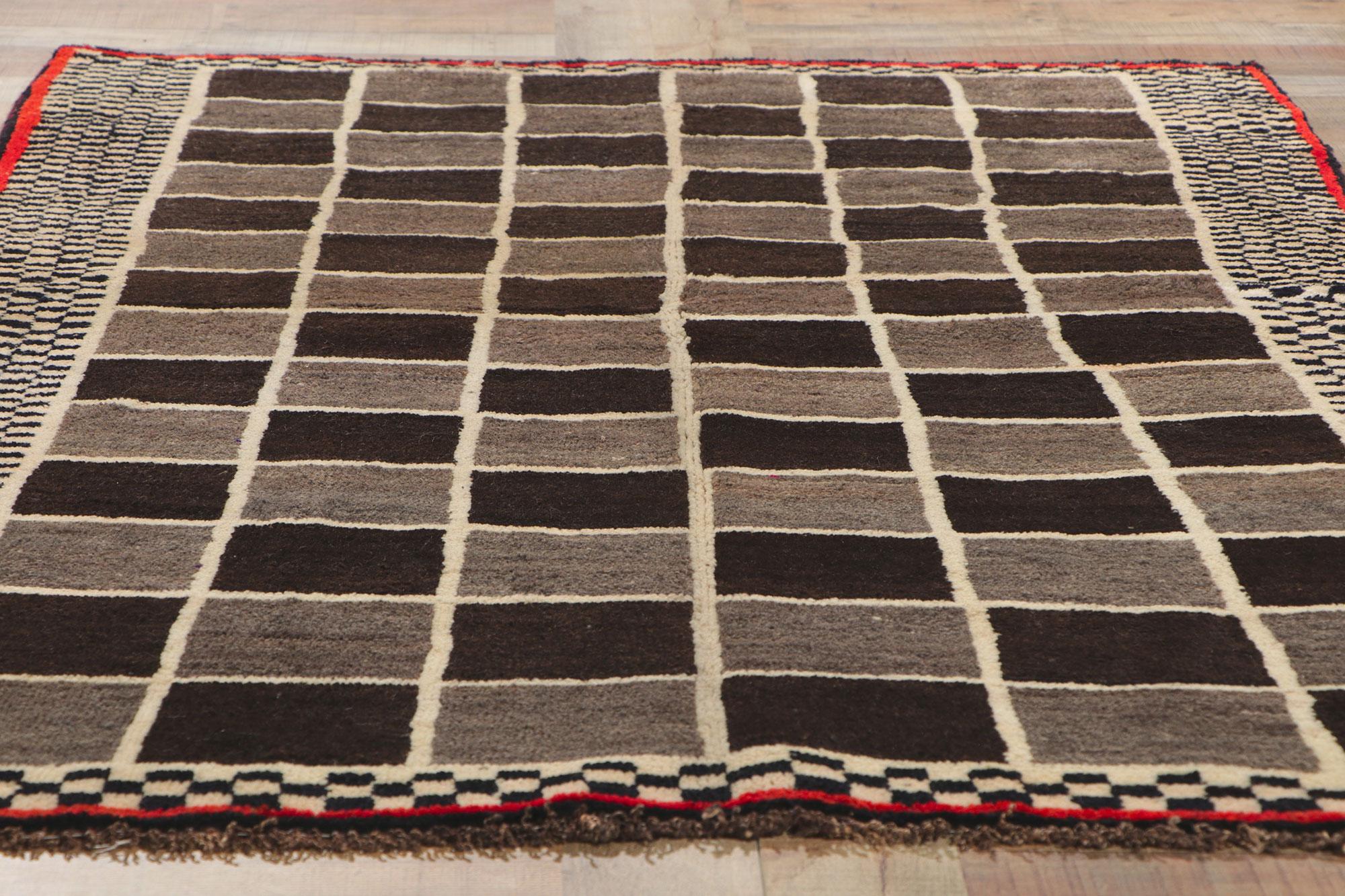 Wool Vintage Persian Gabbeh Rug with Checkerboard Design For Sale