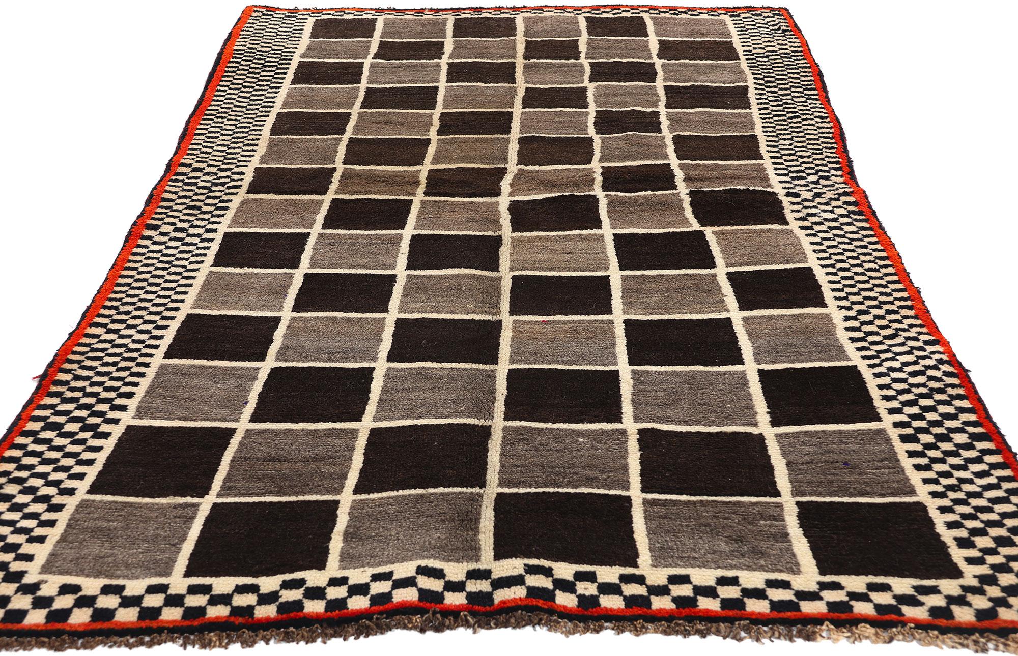 Mid-Century Modern Vintage Checkerboard Persian Gabbeh Rug For Sale
