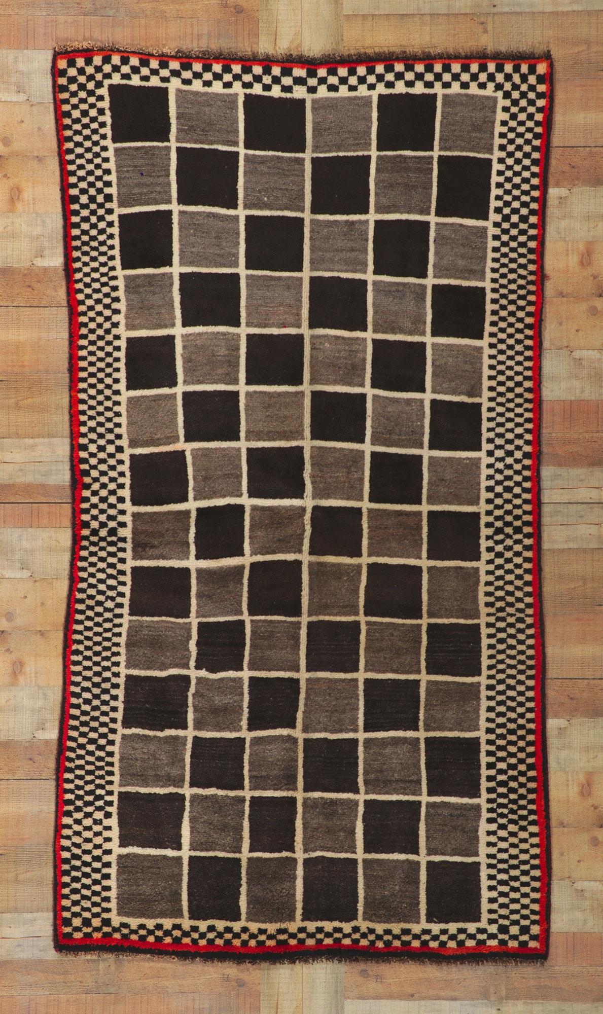 Vintage Persian Gabbeh Rug with Checkerboard Design For Sale 1