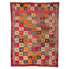 Persischer Gabbeh-Teppich im Vintage-Stil mit kariertem Muster, inspiriert von Karl Benjamin