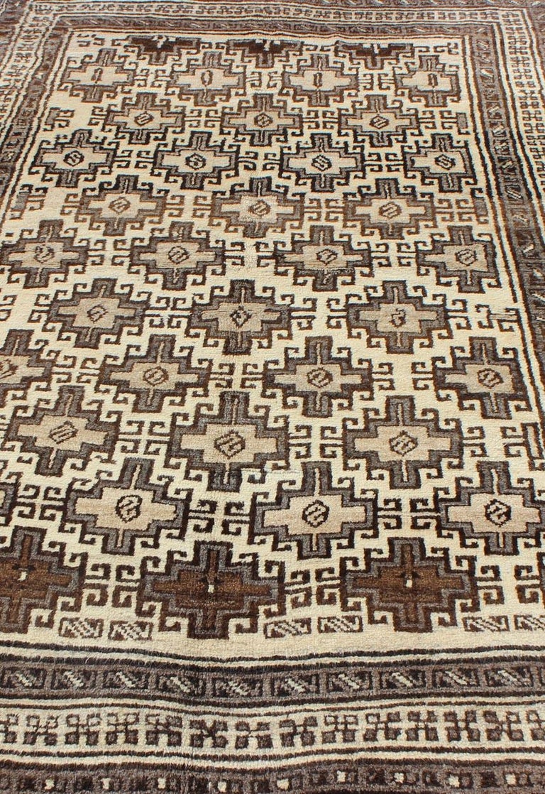Vintage Persian Gabbeh Rug with LatchHook Tribal Motifs Design in