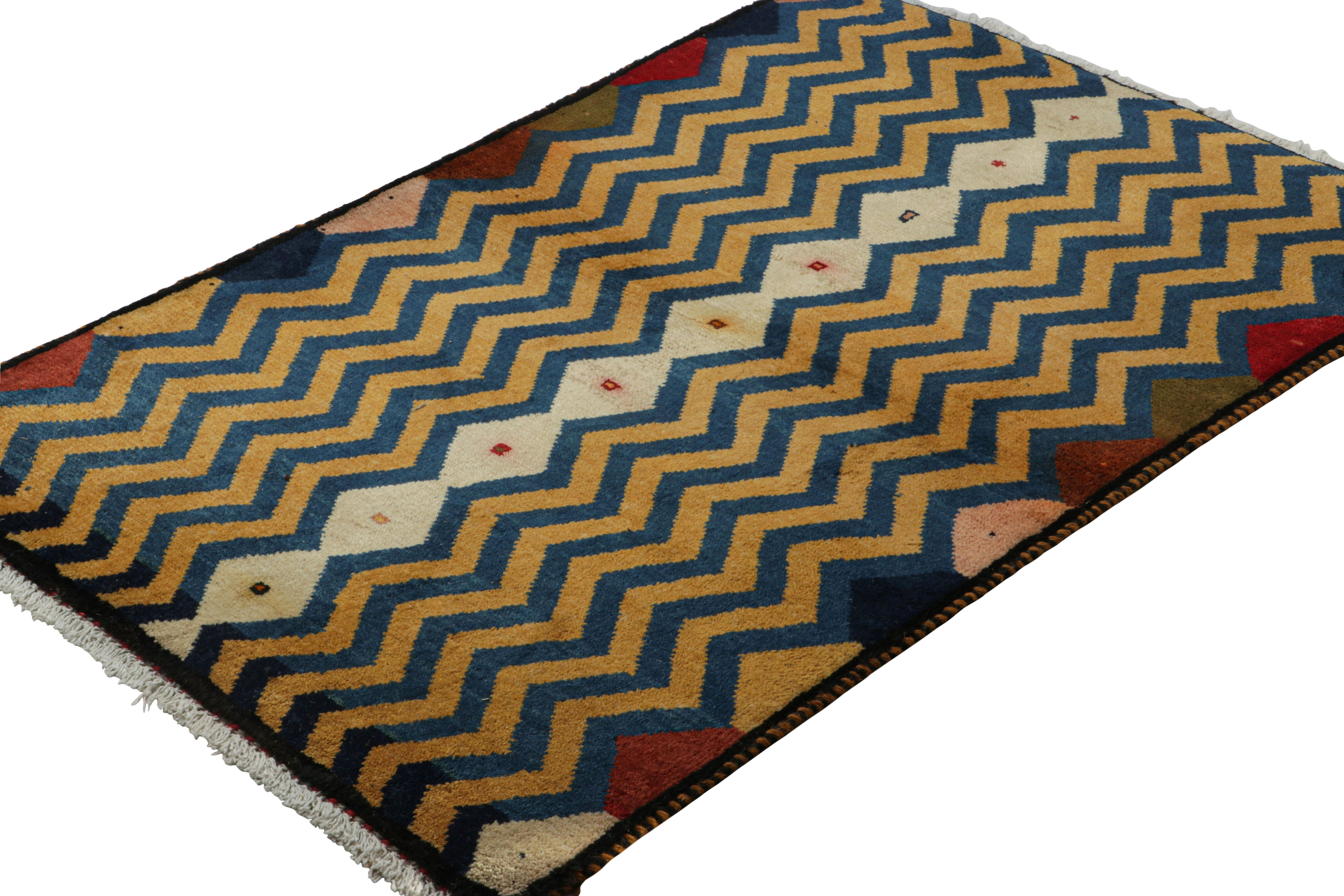 Vintage Persian Gabbeh Rug with Polychromatic Geometric Patterns  Rug & Kilim In Good Condition For Sale In Long Island City, NY