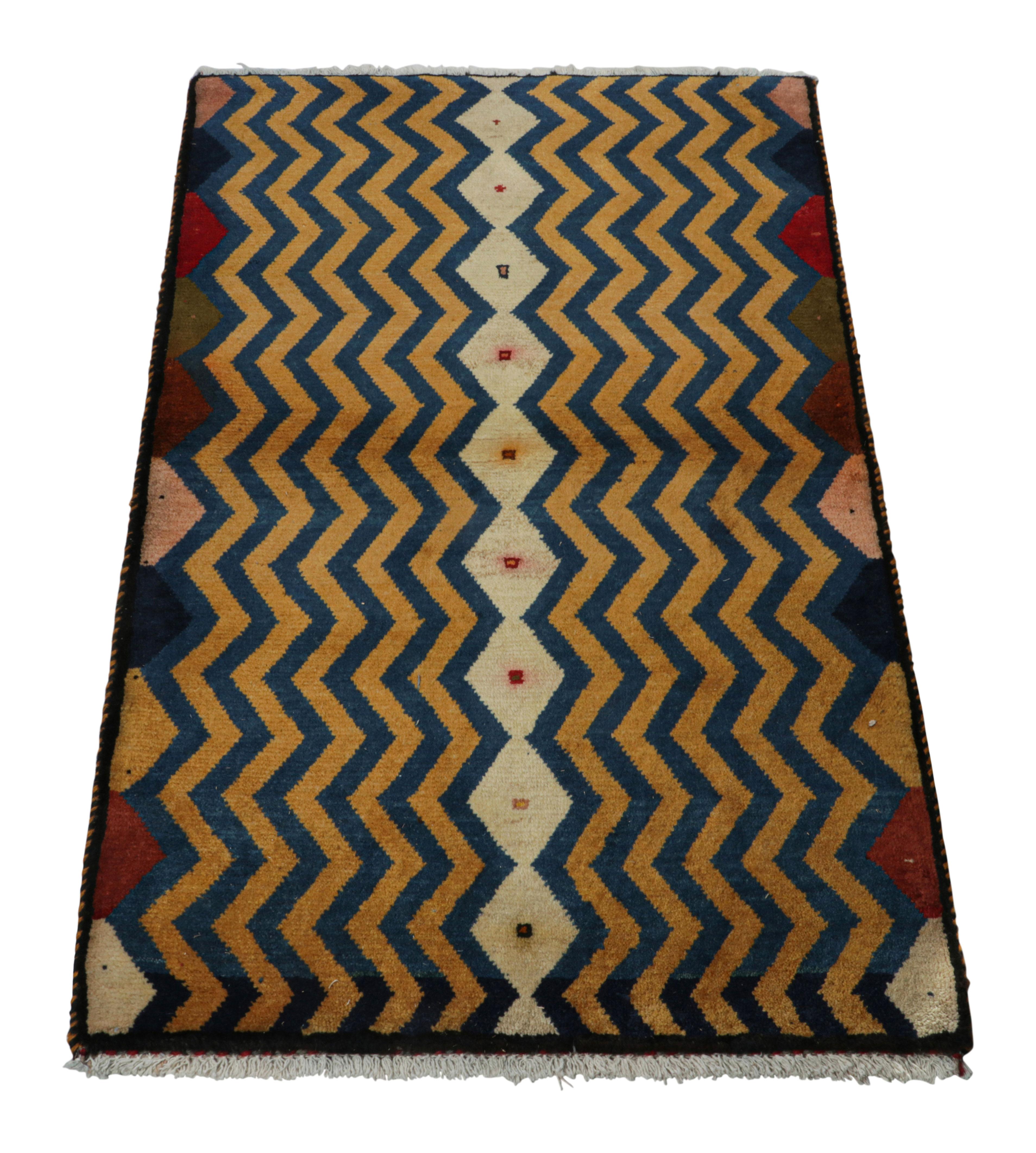 Mid-17th Century Vintage Persian Gabbeh Rug with Polychromatic Geometric Patterns  Rug & Kilim For Sale