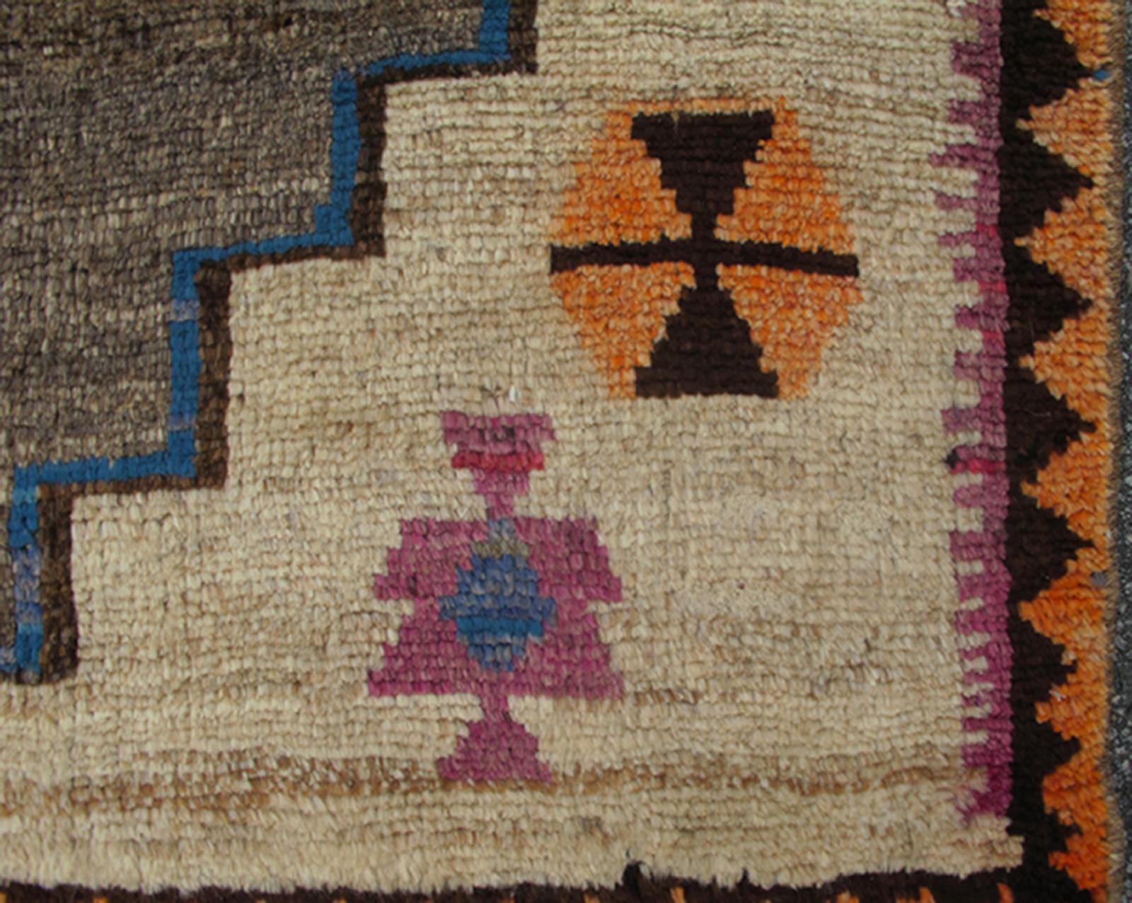 Vintage Persian Gabbeh Rug with Tribal Design of Medallions and Tribal Figures For Sale 2