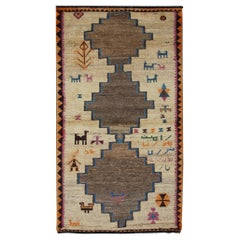 Vintage Persian Gabbeh Rug with Tribal Design of Medallions and Tribal Figures