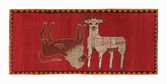 Vintage Persian Gabbeh Runner in Red with Animal Pictorials by Rug & Kilim