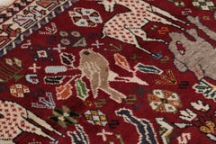 Vintage Persian Gabbeh Runner in Red with Animals Pictorials - Rug & Kilim