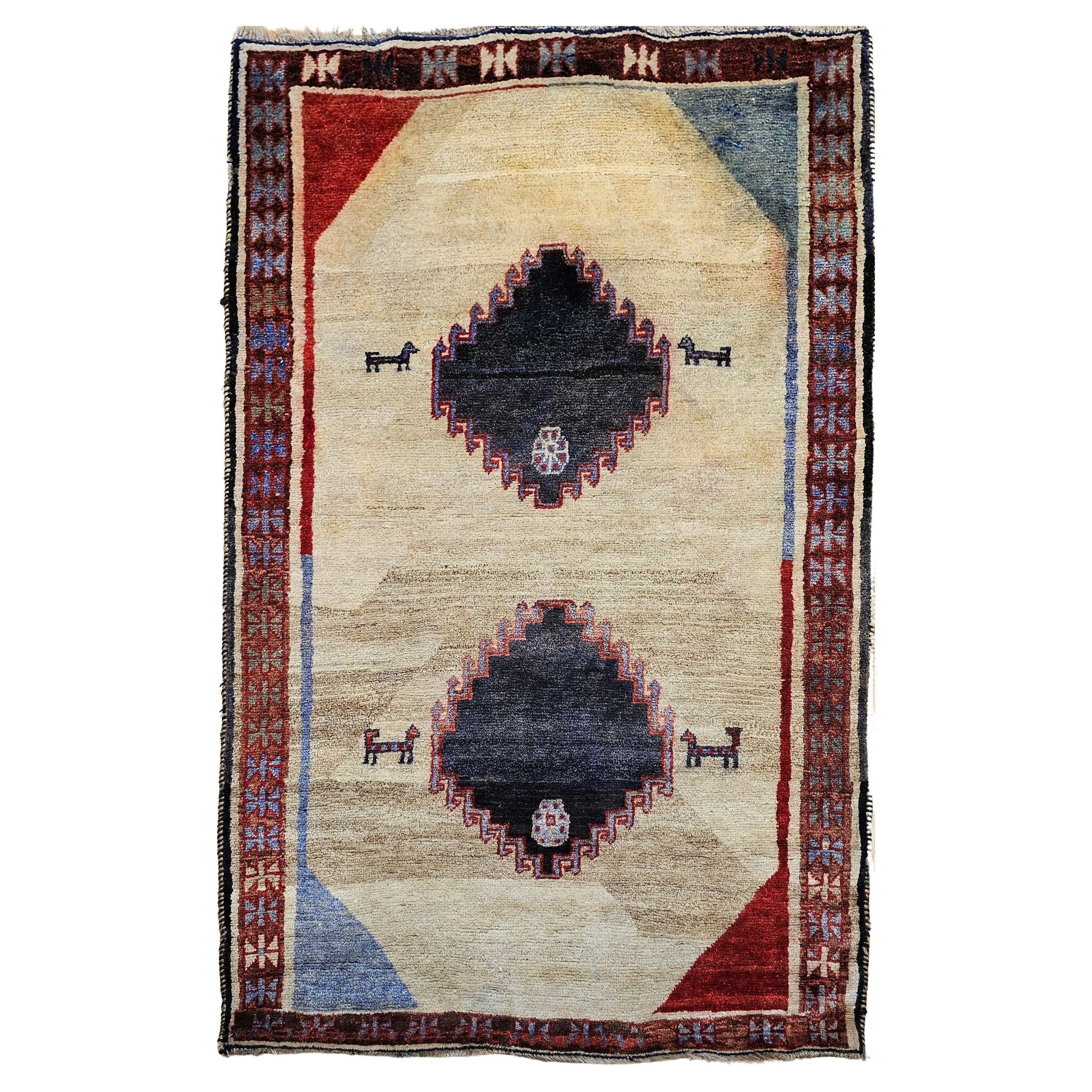 Vintage Persian Gabbeh Tribal Area Rug