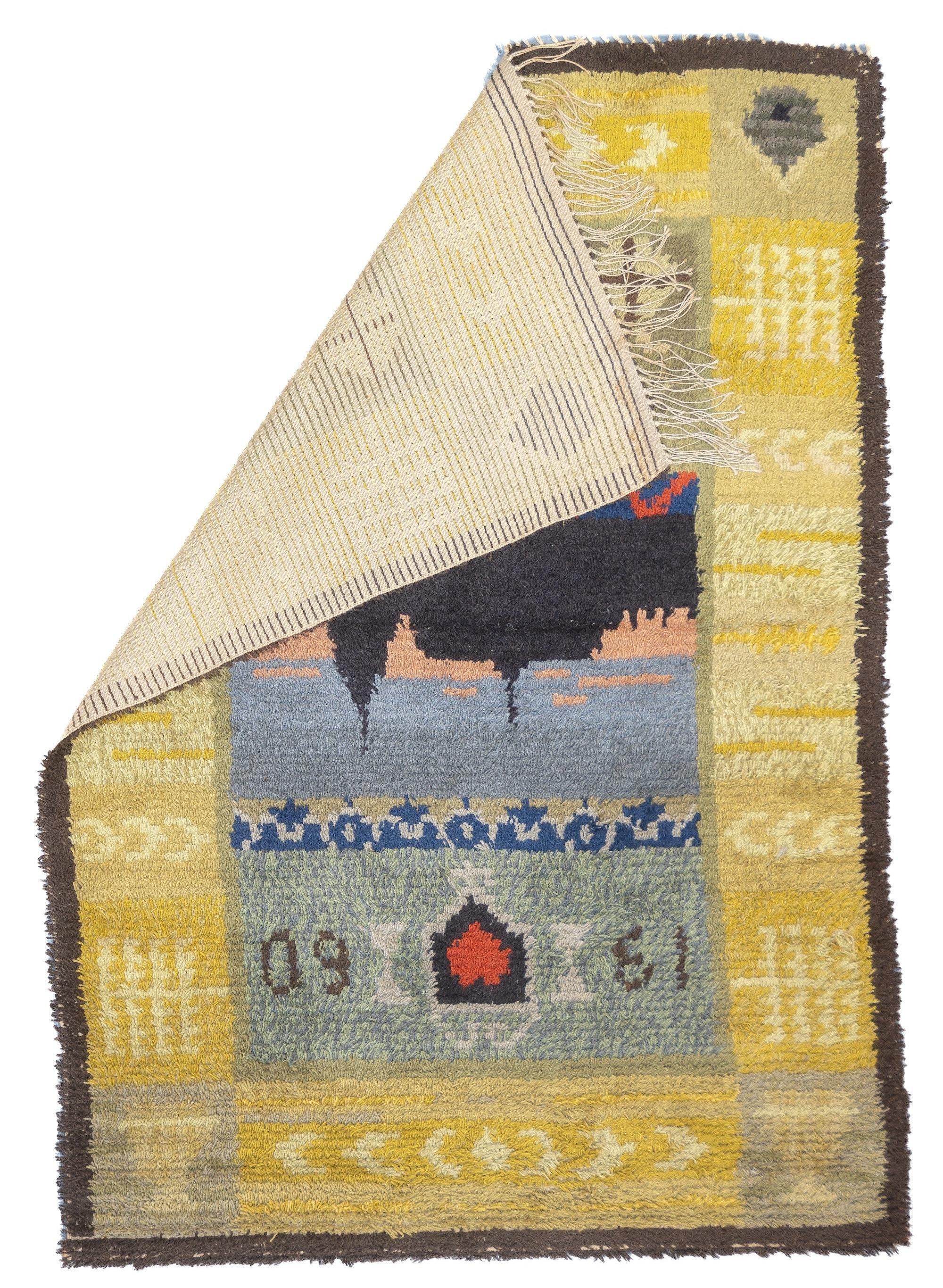 Vintage Persian Gabbeh Wool Rug 3'2'' x 4'6''. Wool pile rugs, usually scatter formats, woven by the Qashghai tribes of SW Persia (Fars Province), in moderate weave, uncluttered geometries and unshaded colours. From about 1900 onwards. Now copied by