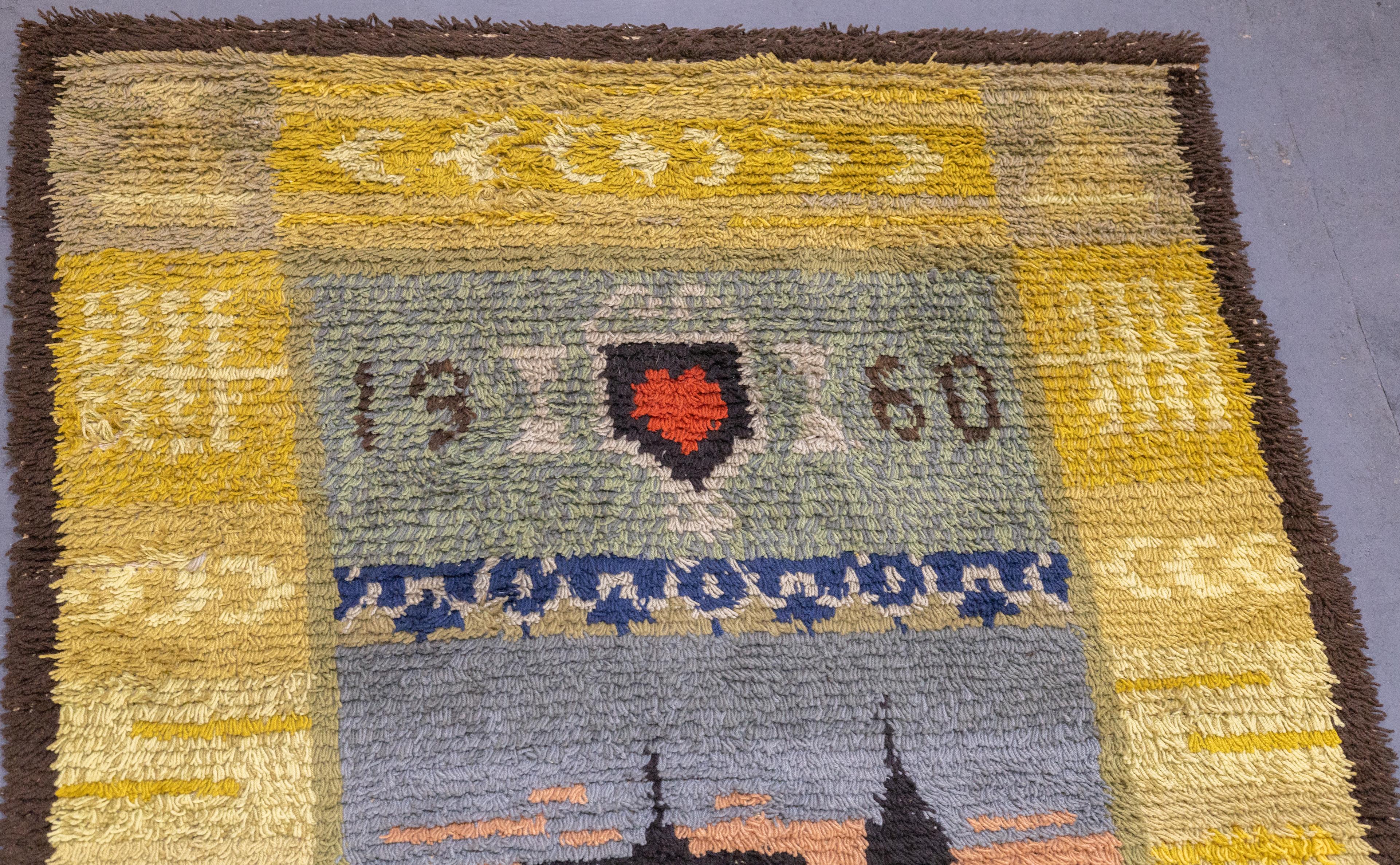 20th Century Vintage Persian Gabbeh Wool Rug 3'2'' x 4'6'' For Sale