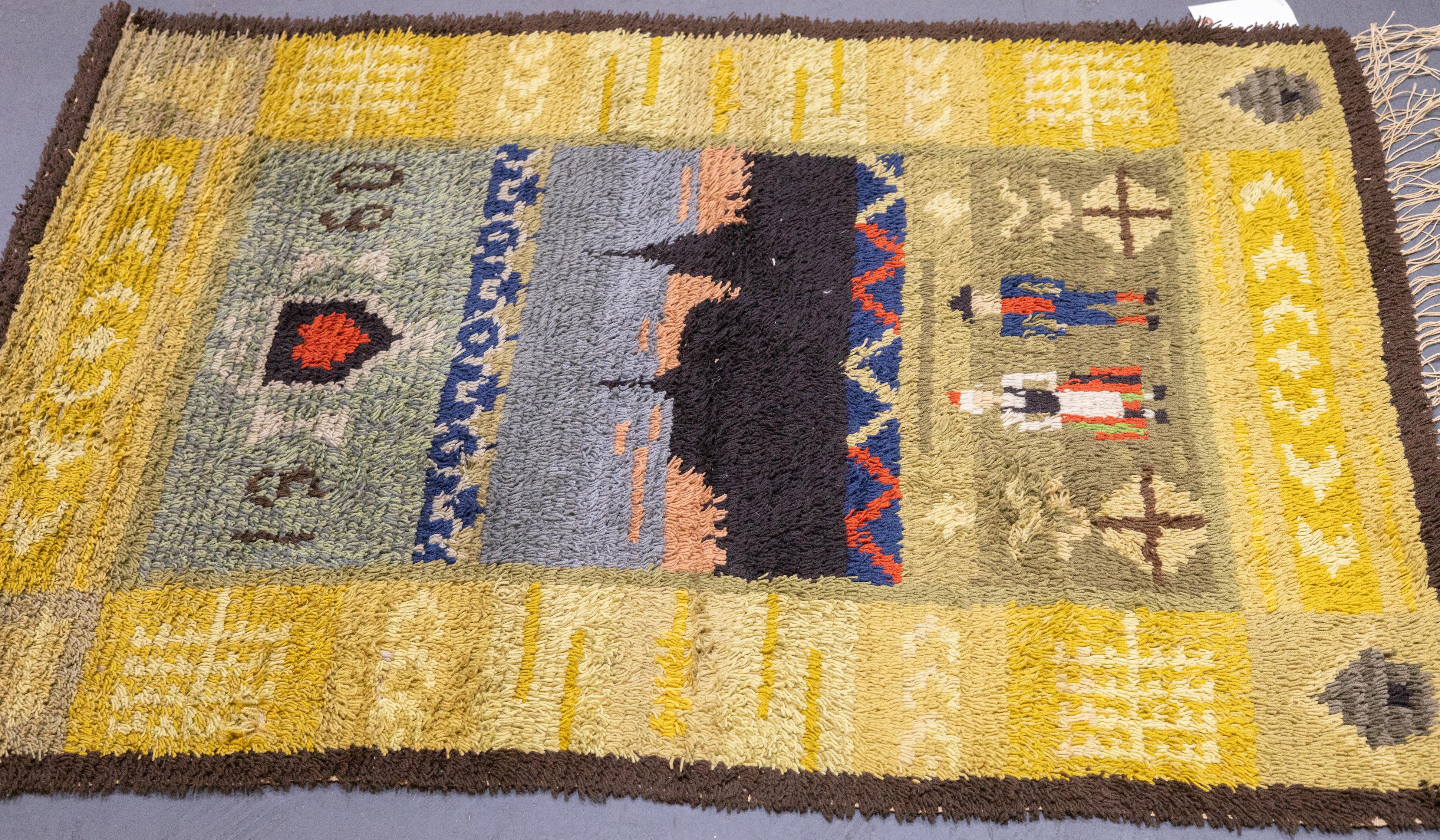 Vintage Persian Gabbeh Wool Rug 3'2'' x 4'6'' For Sale 1