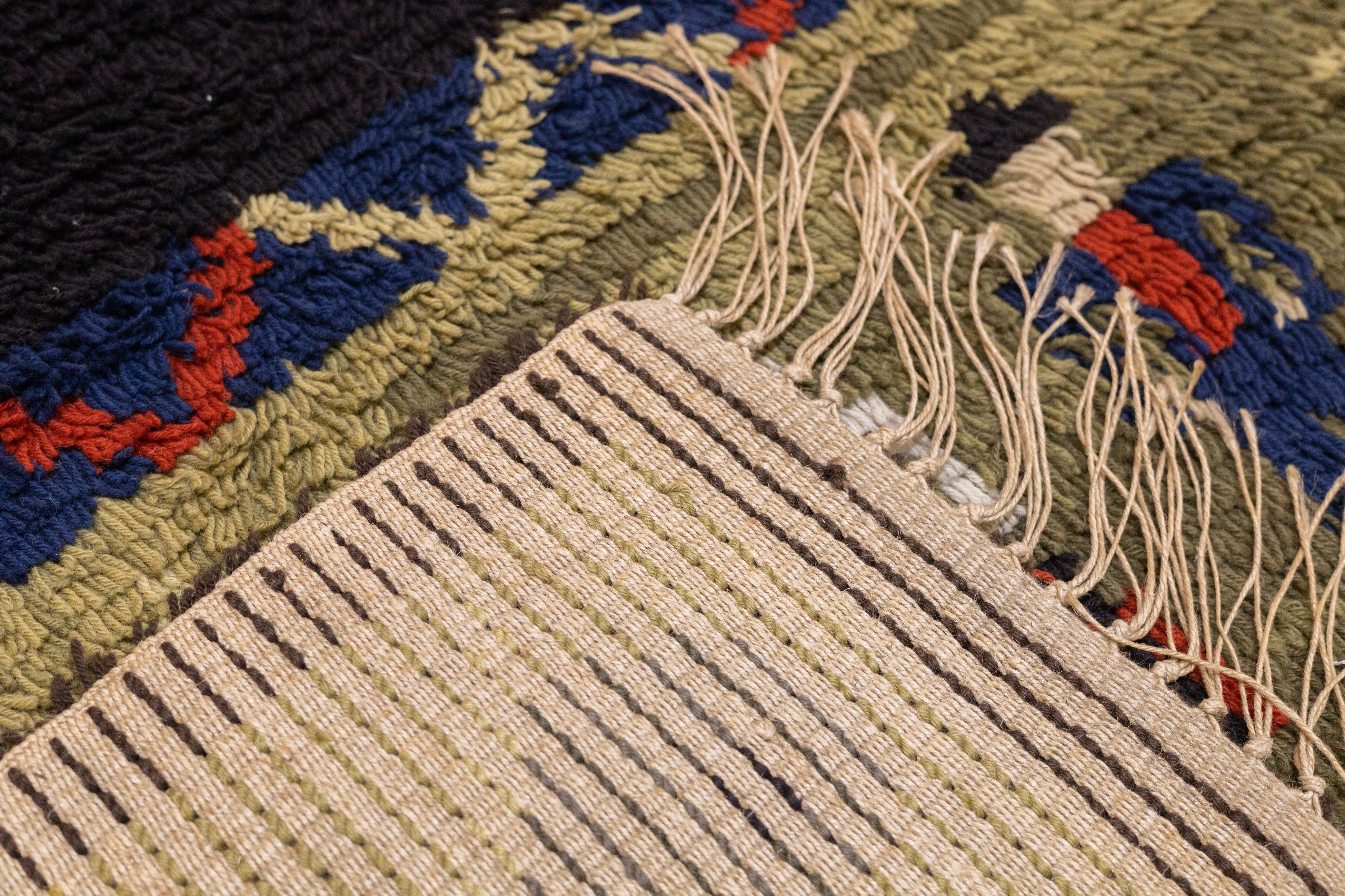 Vintage Persian Gabbeh Wool Rug 3'2'' x 4'6'' For Sale 2