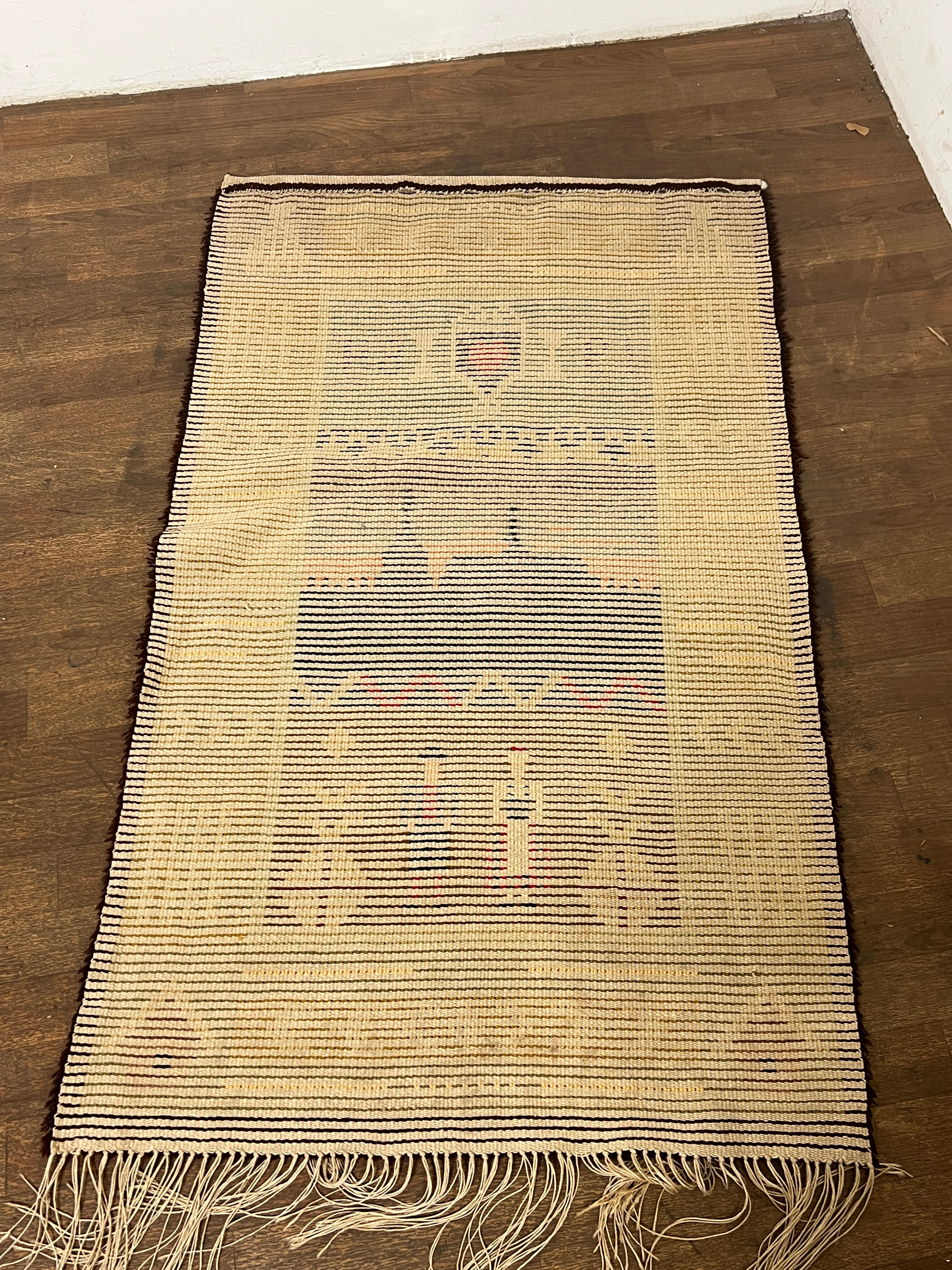 Metà XX secolo Tappeto o appendiabiti persiano d'epoca in lana Gabbeh datato 1964 in vendita