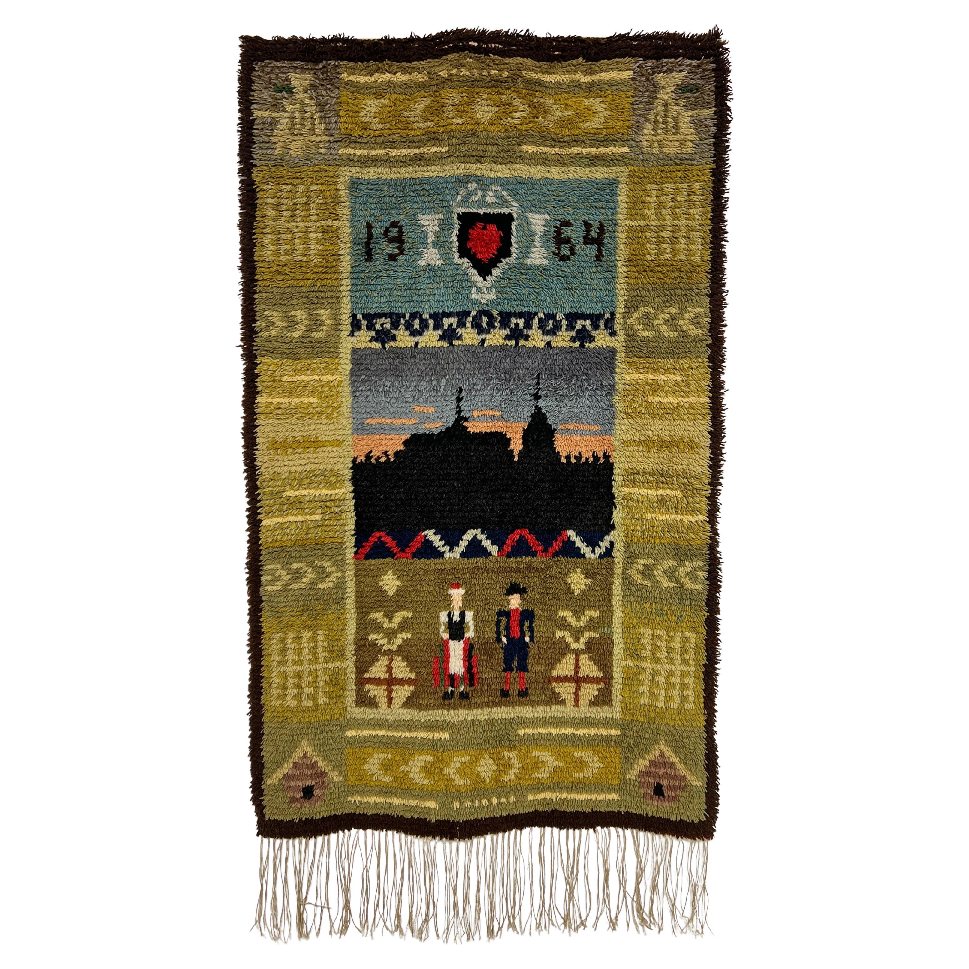 Tappeto o appendiabiti persiano d'epoca in lana Gabbeh datato 1964 in vendita