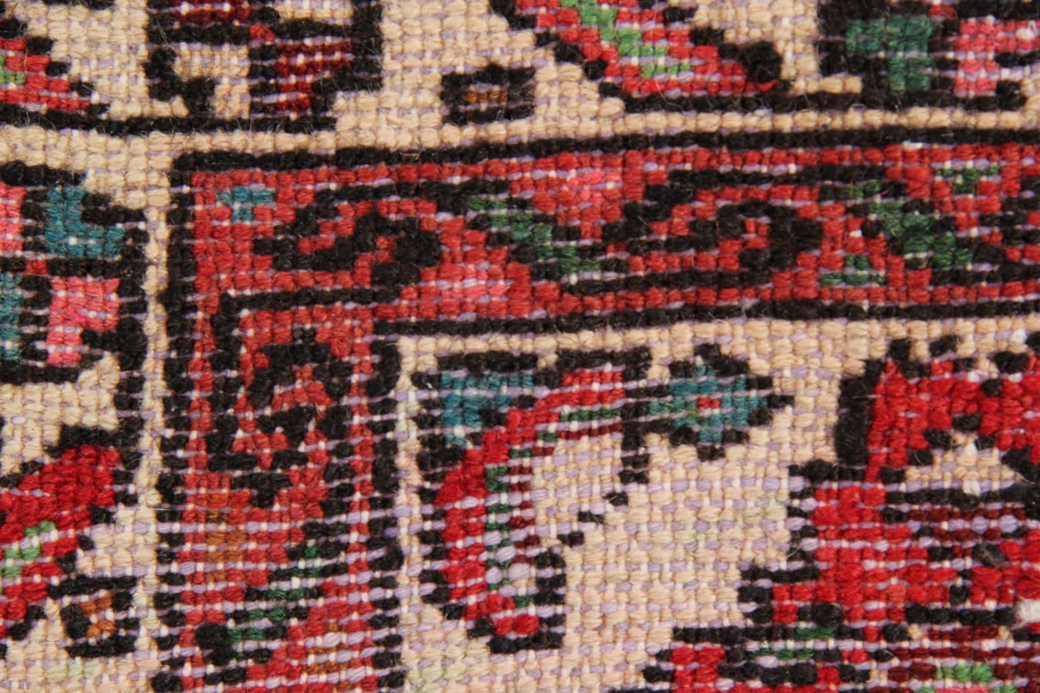 Persian Vintage Geometric Runner Rug, Burgandy Red Carpet Runner, Wool Rug For Sale