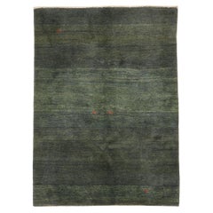 Vintage Persian Green Gabbeh Rug with Modern Biophilic Design