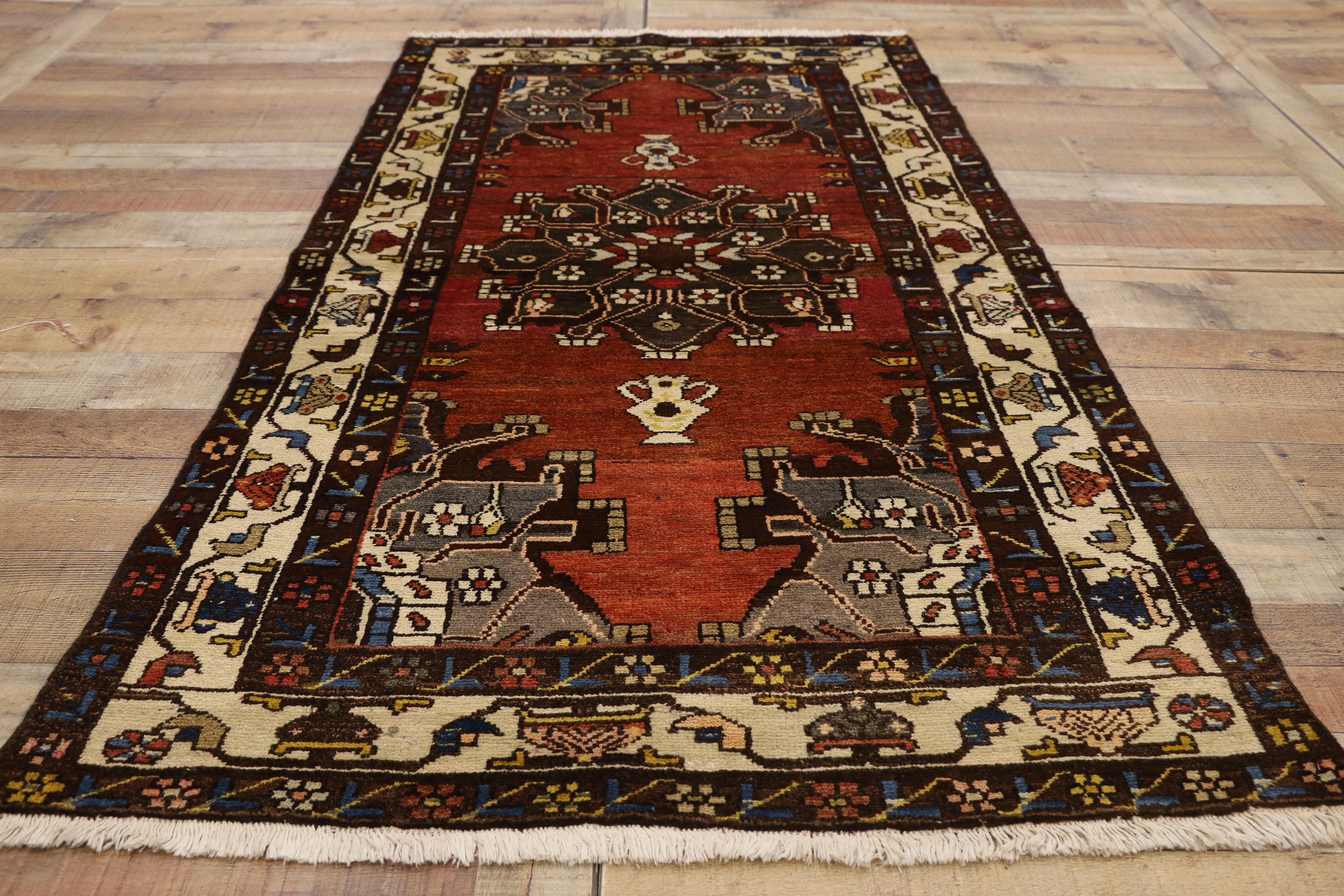 20th Century Vintage Persian Hamadan Accent Rug for Foyer, Kitchen, Bathroom, or Entry Rug For Sale