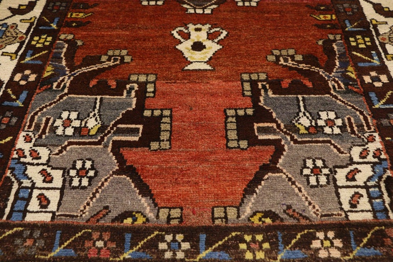 Vintage Persian Hamadan Accent Rug for Foyer, Kitchen, Bathroom, or