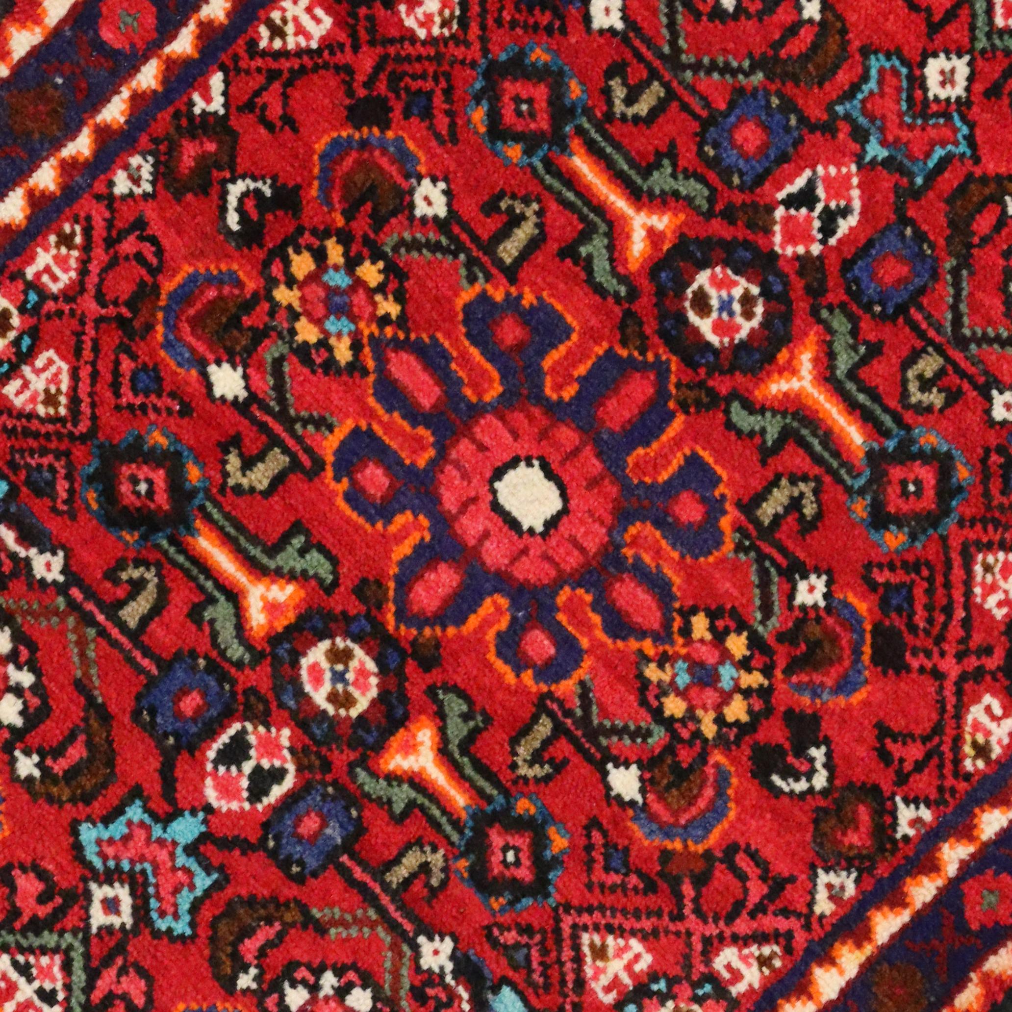 Hand-Knotted Vintage Persian Hamadan Accent Rug, Small Persian Rug