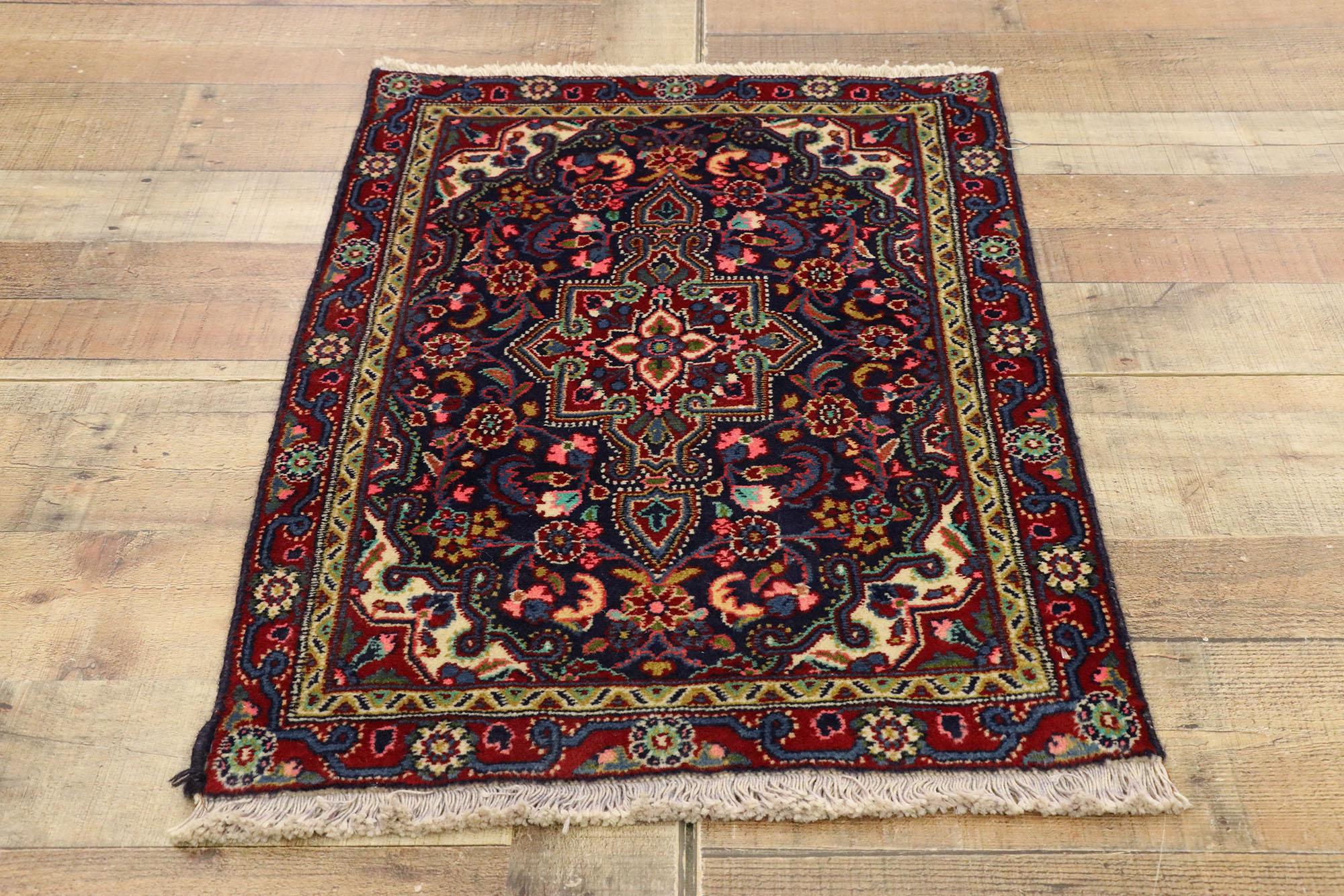 Wool Vintage Persian Hamadan Accent Rug, Small Persian Rug For Sale