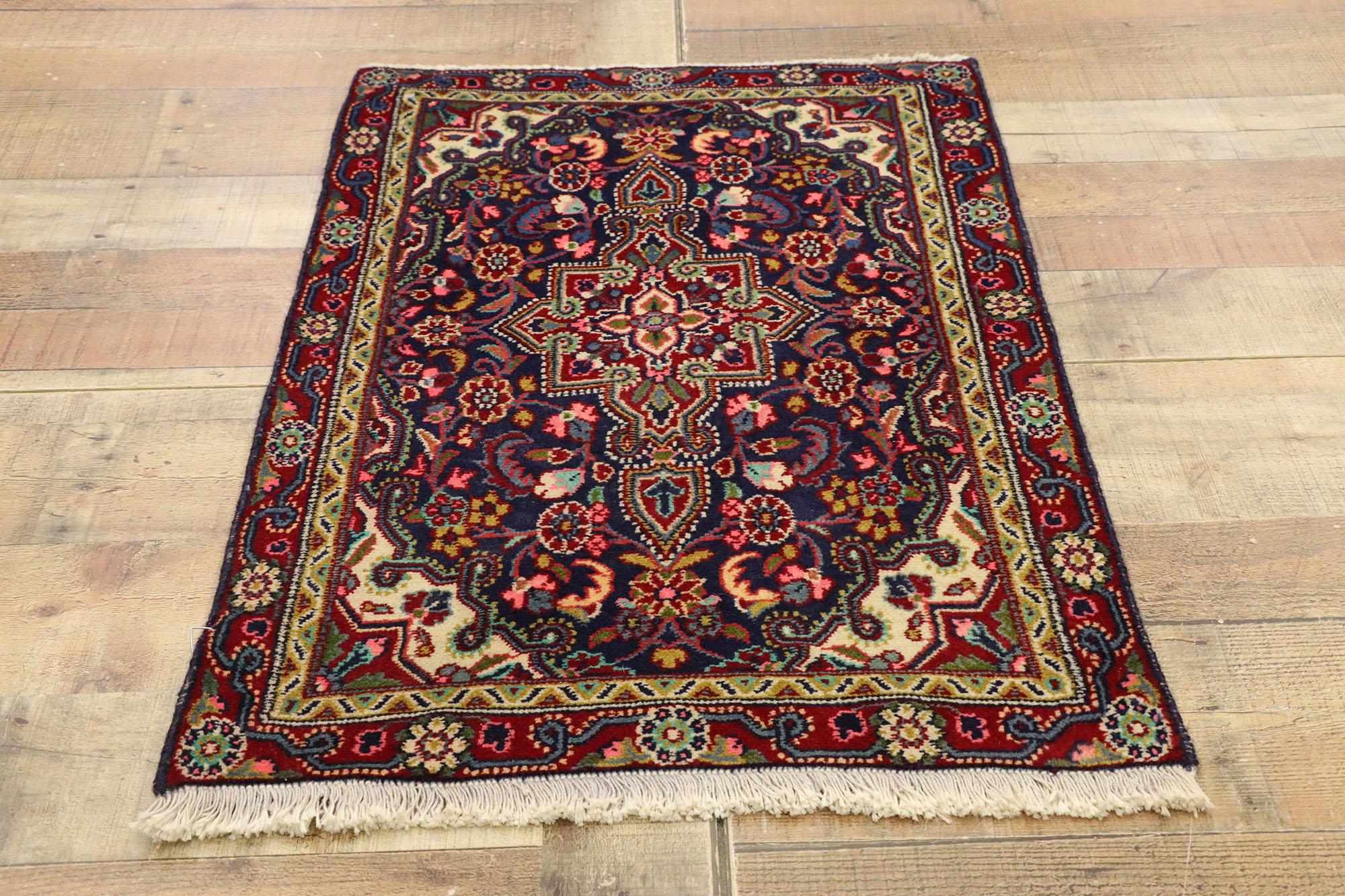 Wool Vintage Persian Hamadan Accent Rug, Small Persian Rug For Sale