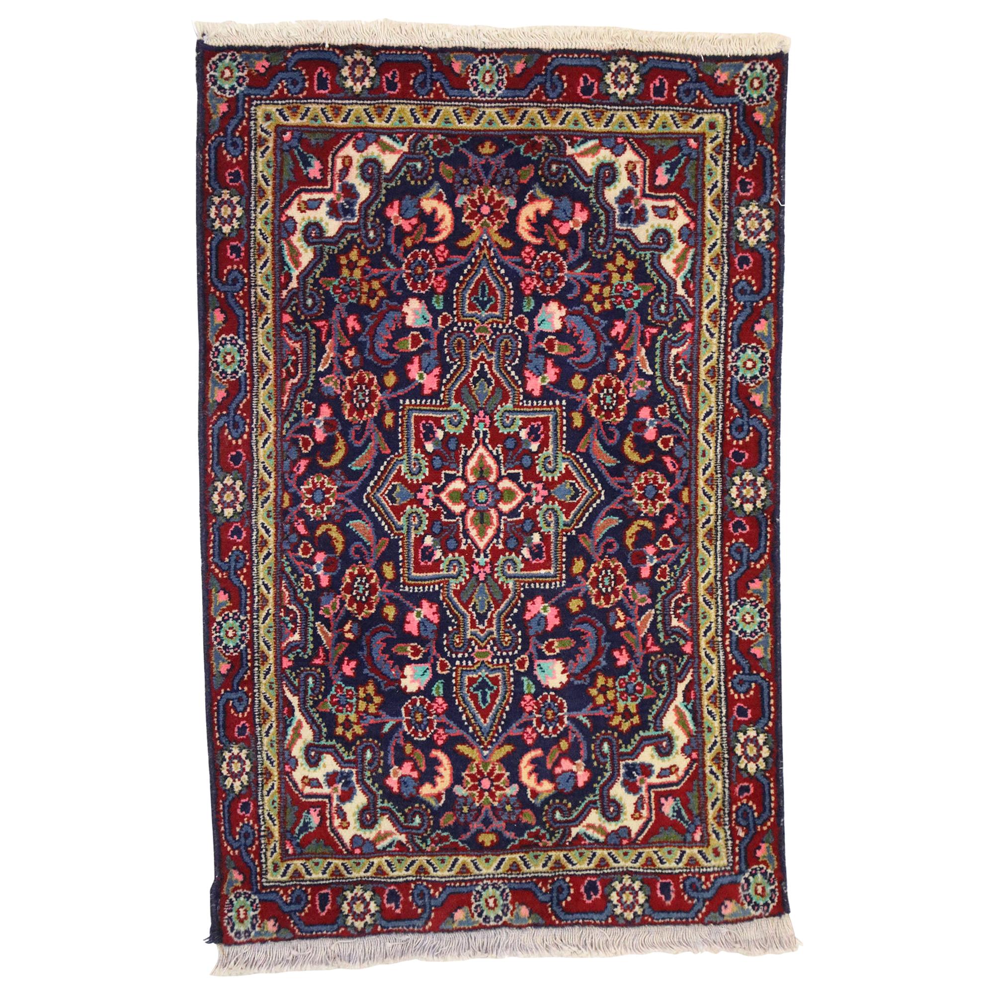 Tapis persan vintage d'appoint Hamadan, petit tapis persan