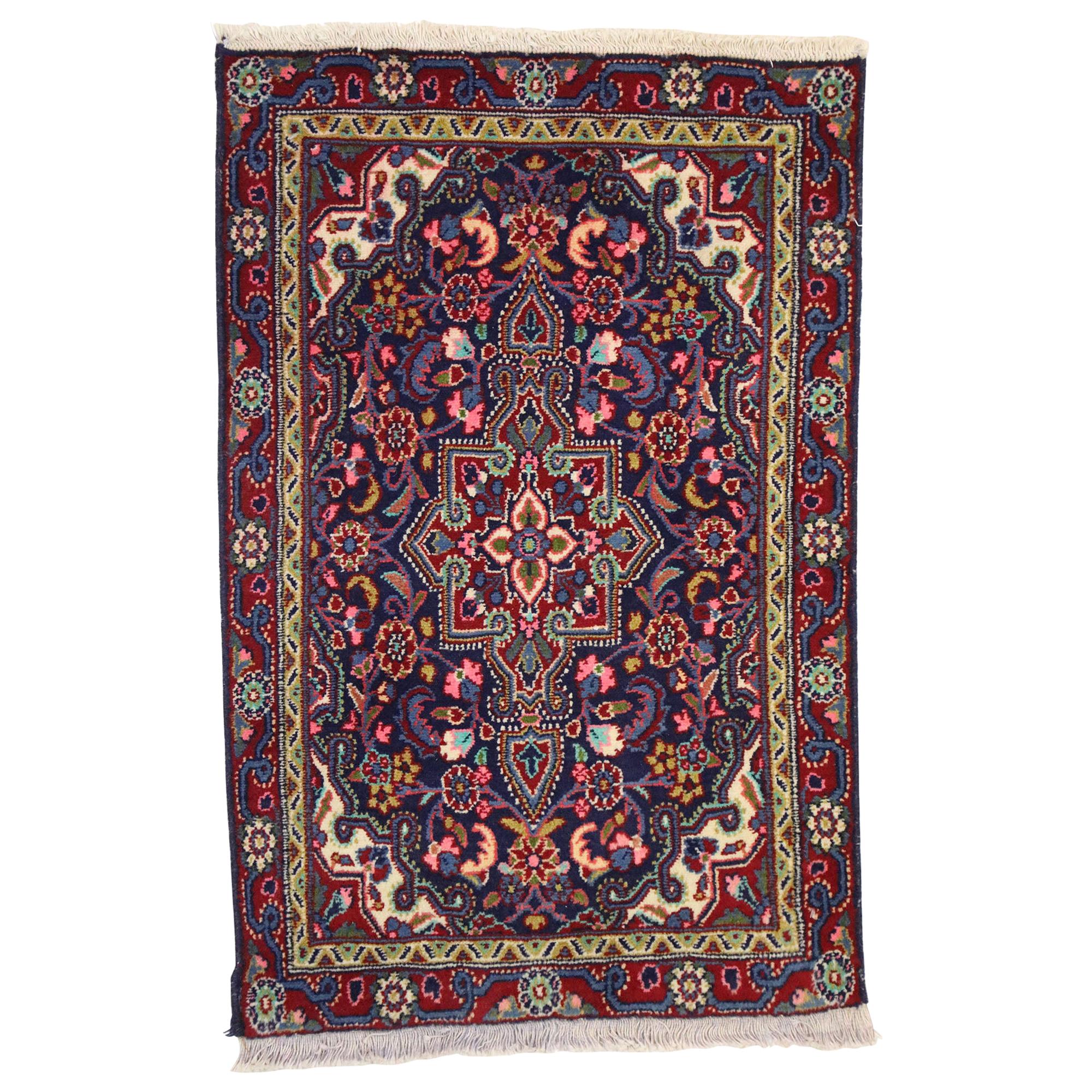 Vintage Persian Hamadan Accent Rug, Small Persian Rug For Sale