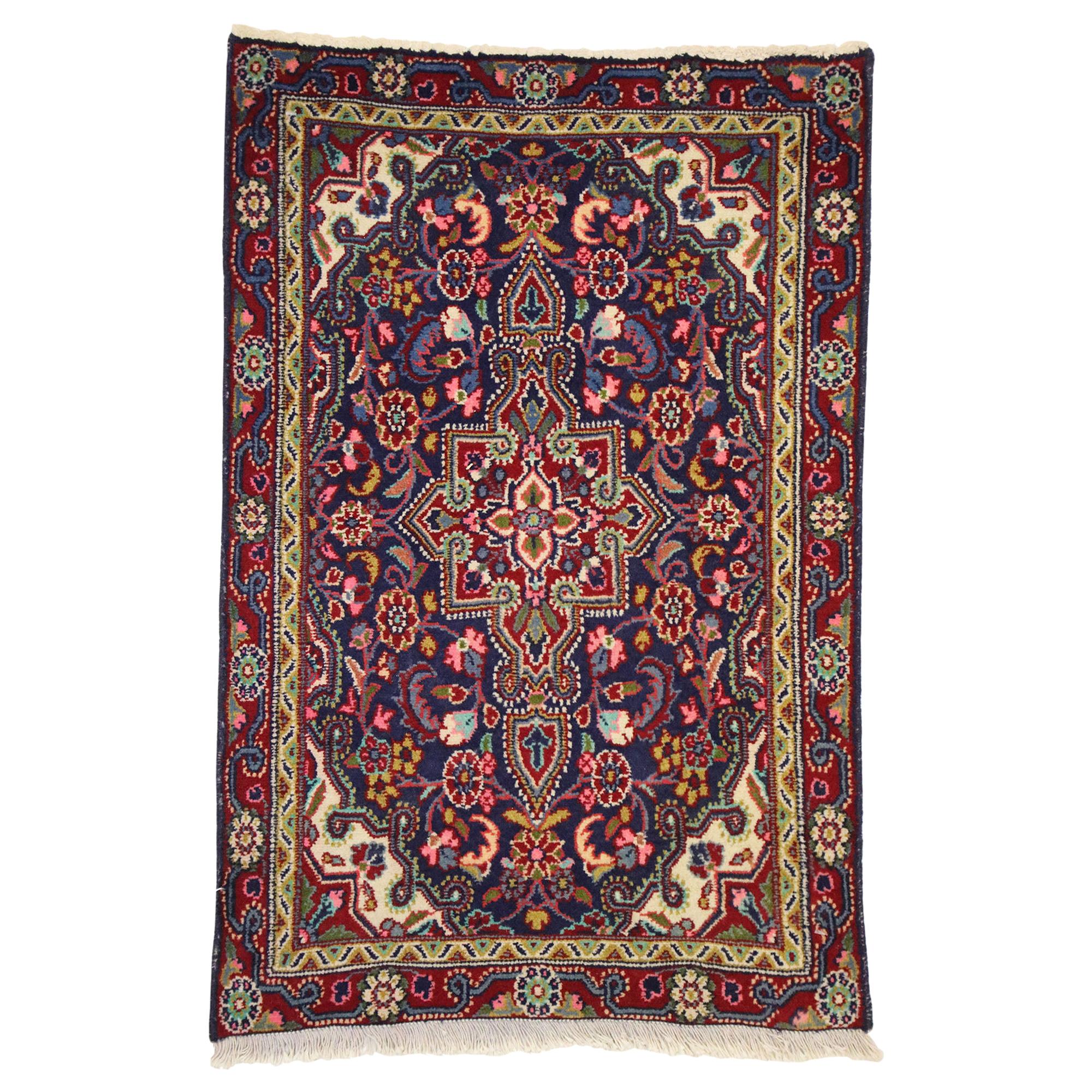 Vintage Persian Hamadan Accent Rug, Small Persian Rug For Sale