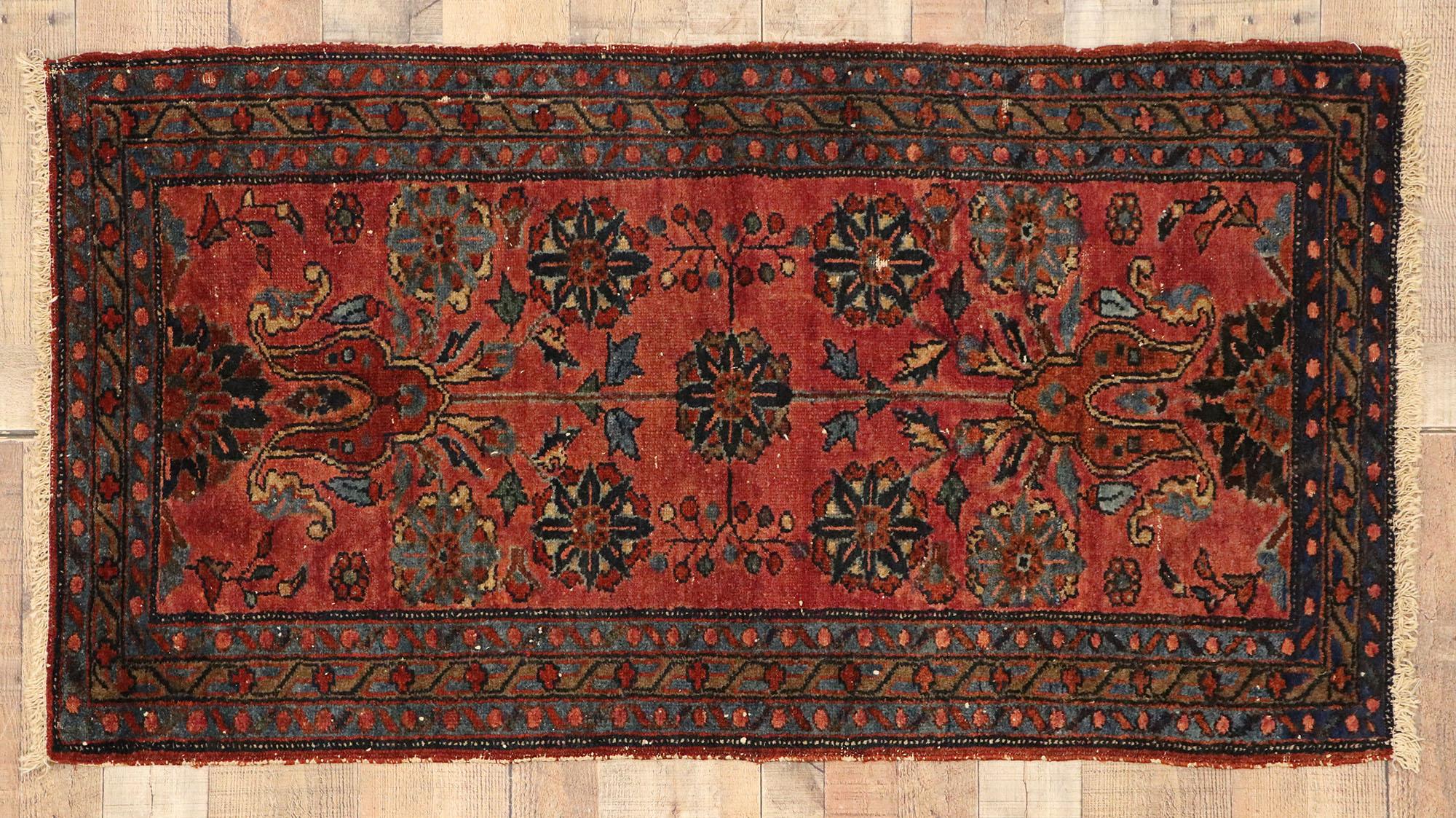 Wool Vintage Persian Hamadan Accent Rug with English Tudor Manor House Style