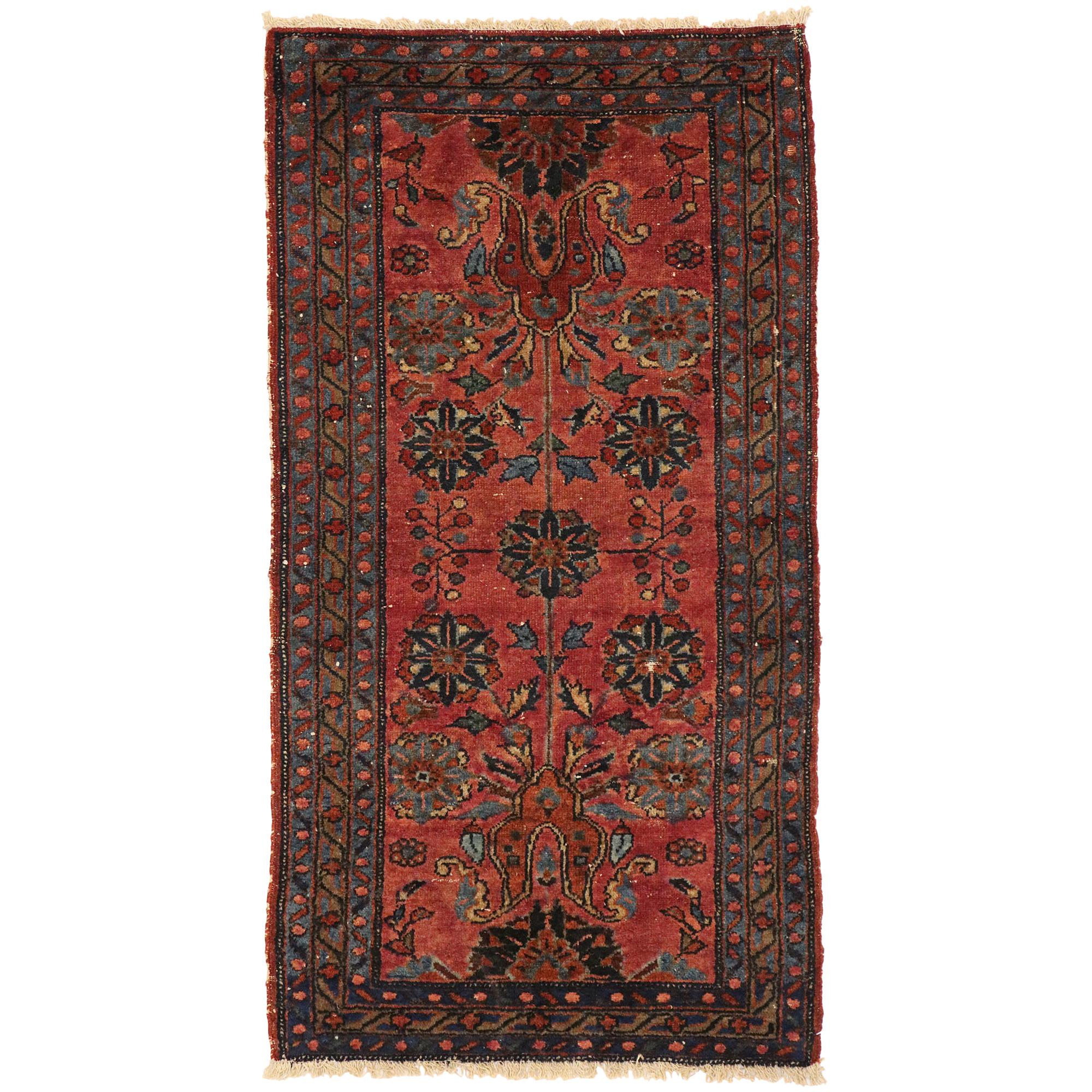 Vintage Persian Hamadan Accent Rug with English Tudor Manor House Style