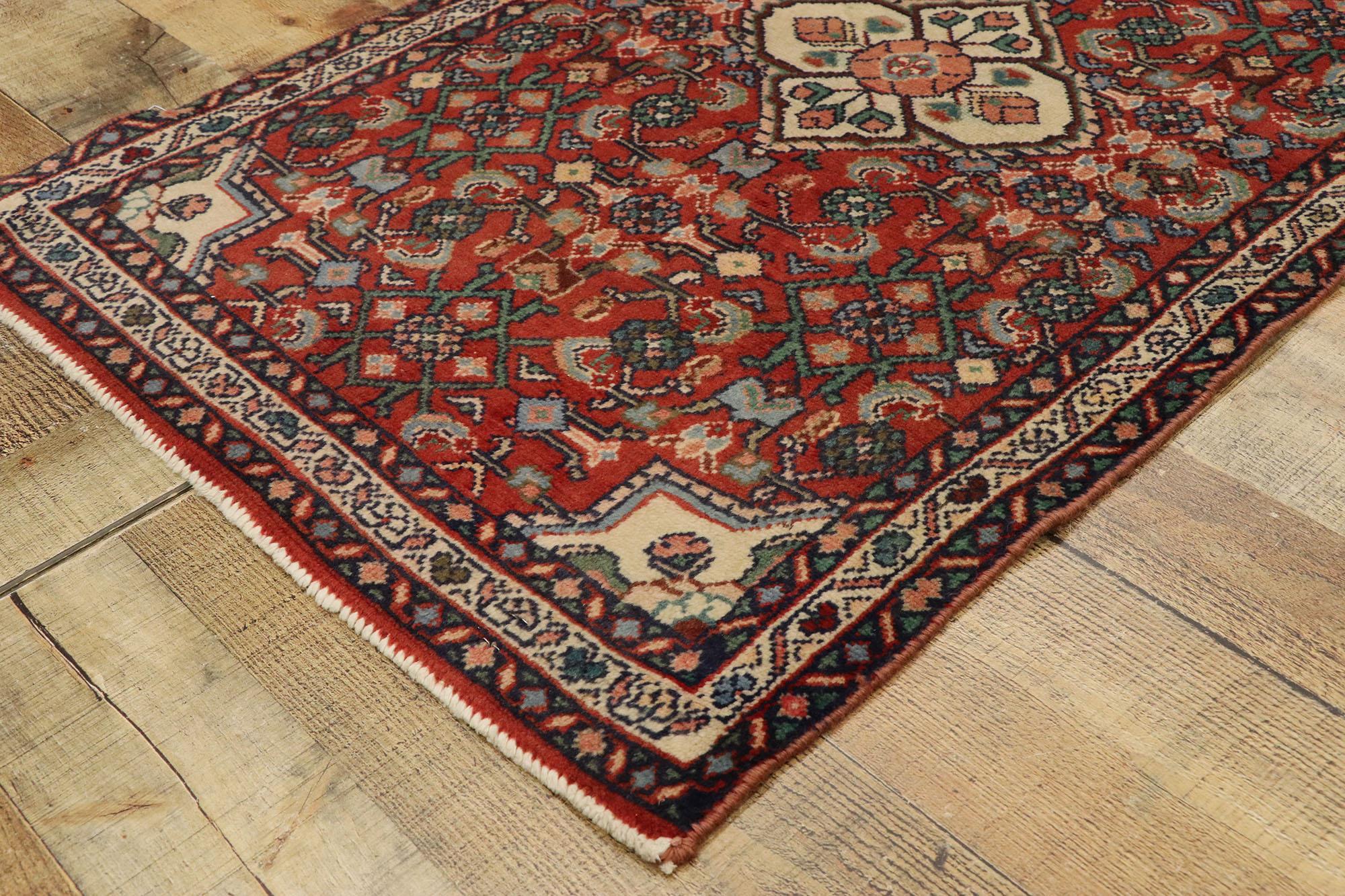20th Century Vintage Persian Hamadan Accent Rug with Medallion Design For Sale
