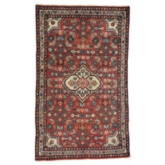 Persischer Hamadan-Akzent-Teppich mit Medaillon-Design