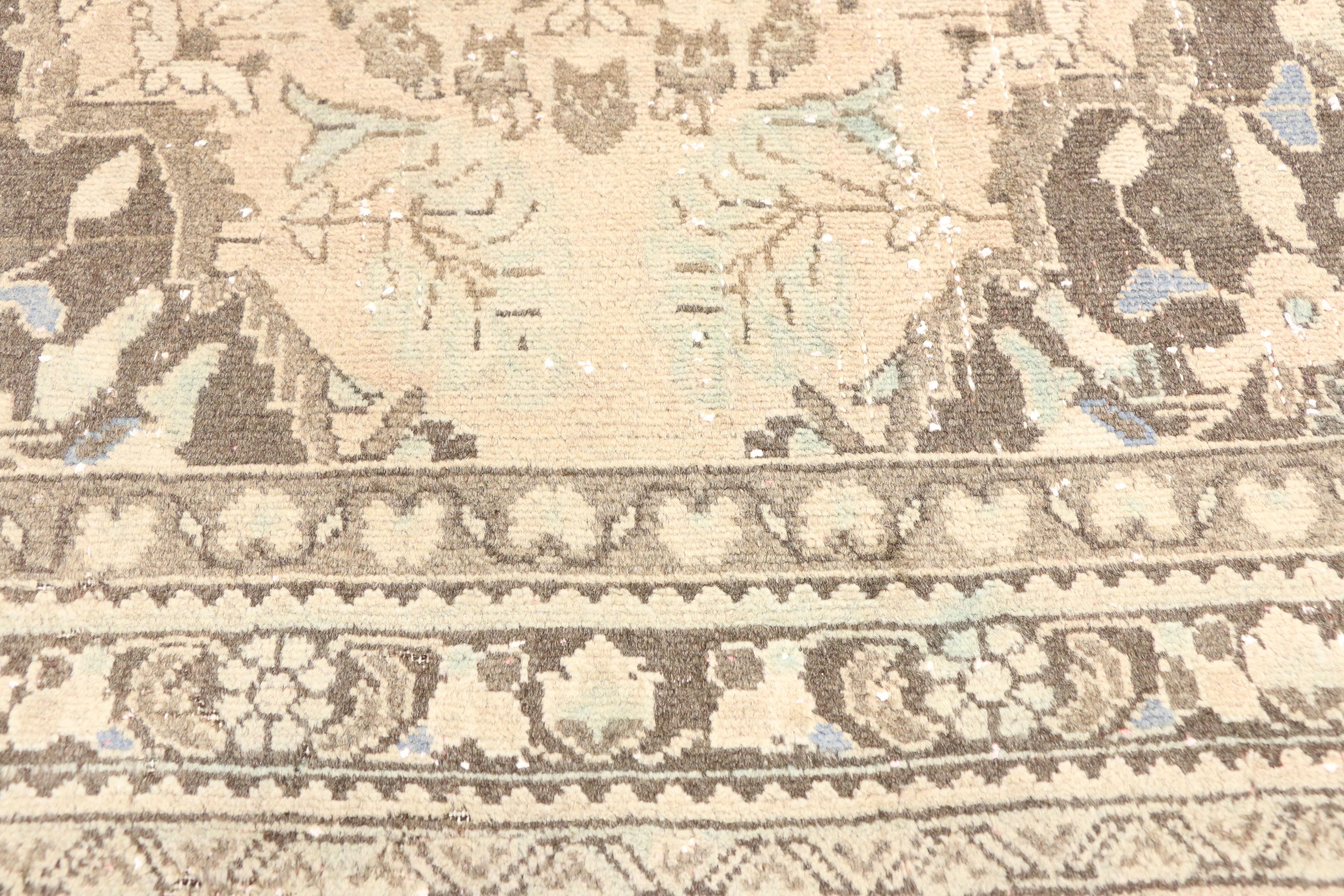 Distressed Vintage Persian Hamadan Accent Rug with Romantic French Regence Style In Distressed Condition For Sale In Dallas, TX