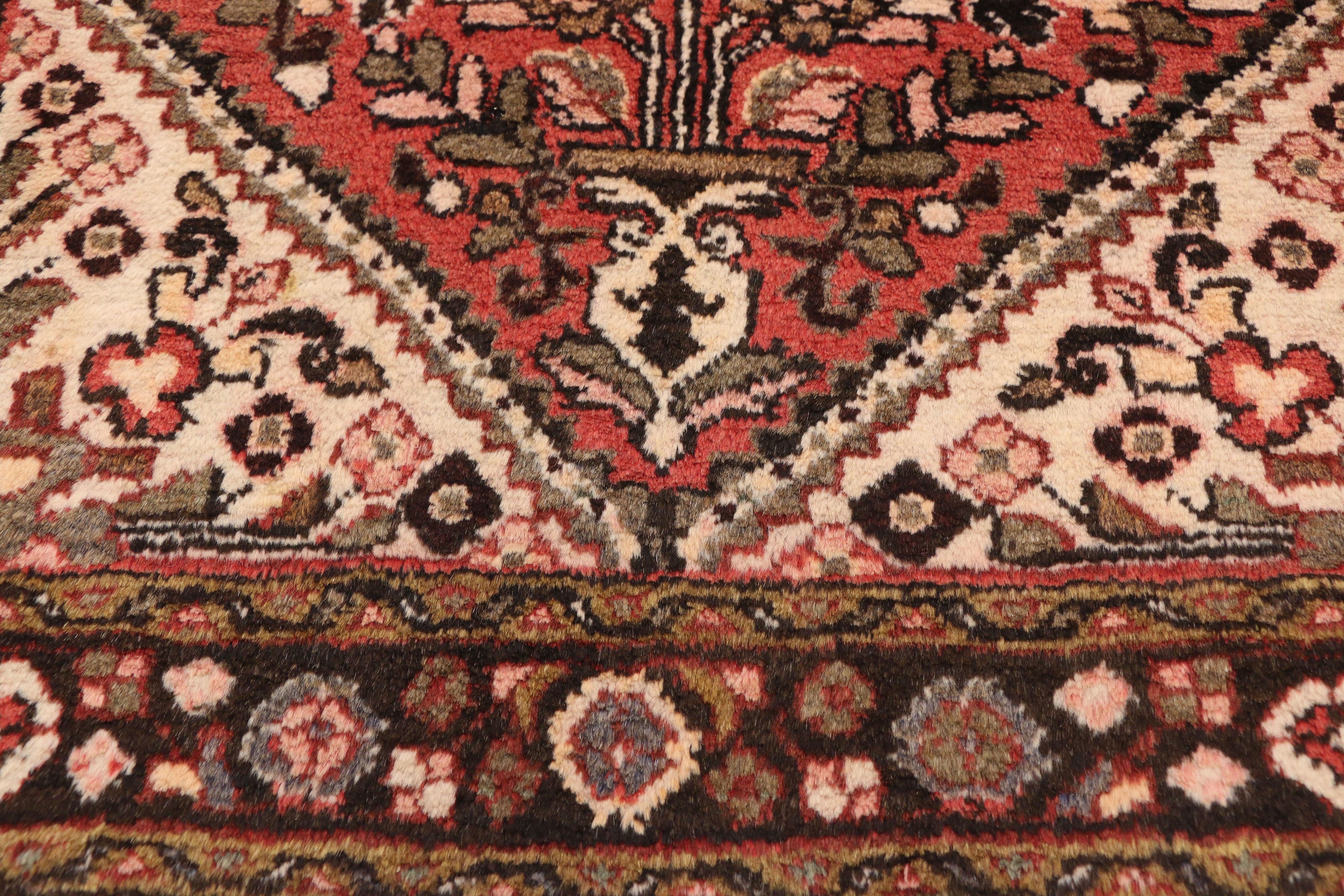 Persiano Tappeto d'accento persiano vintage Hamadan in stile rustico in vendita