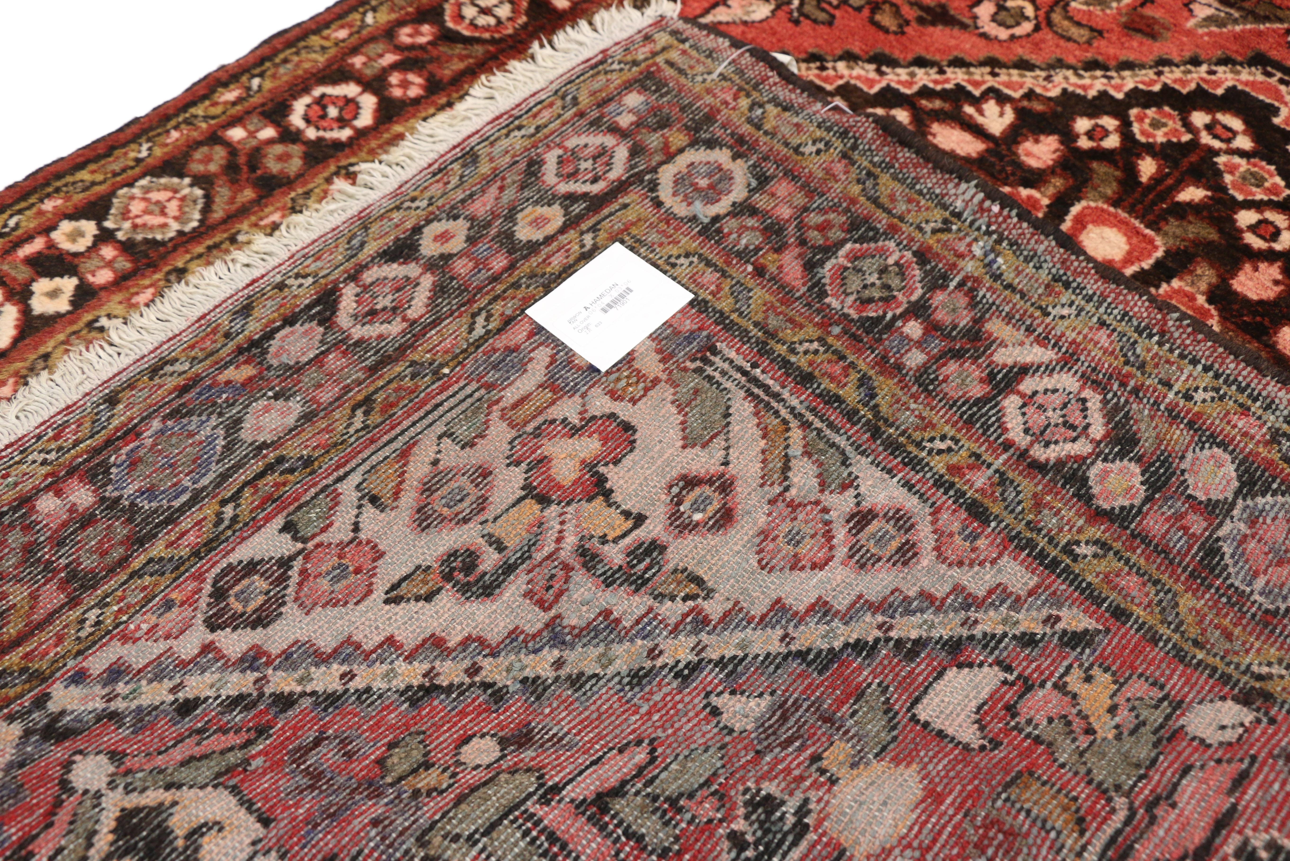 20th Century Vintage Persian Hamadan Accent Rug with Rustic Style For Sale