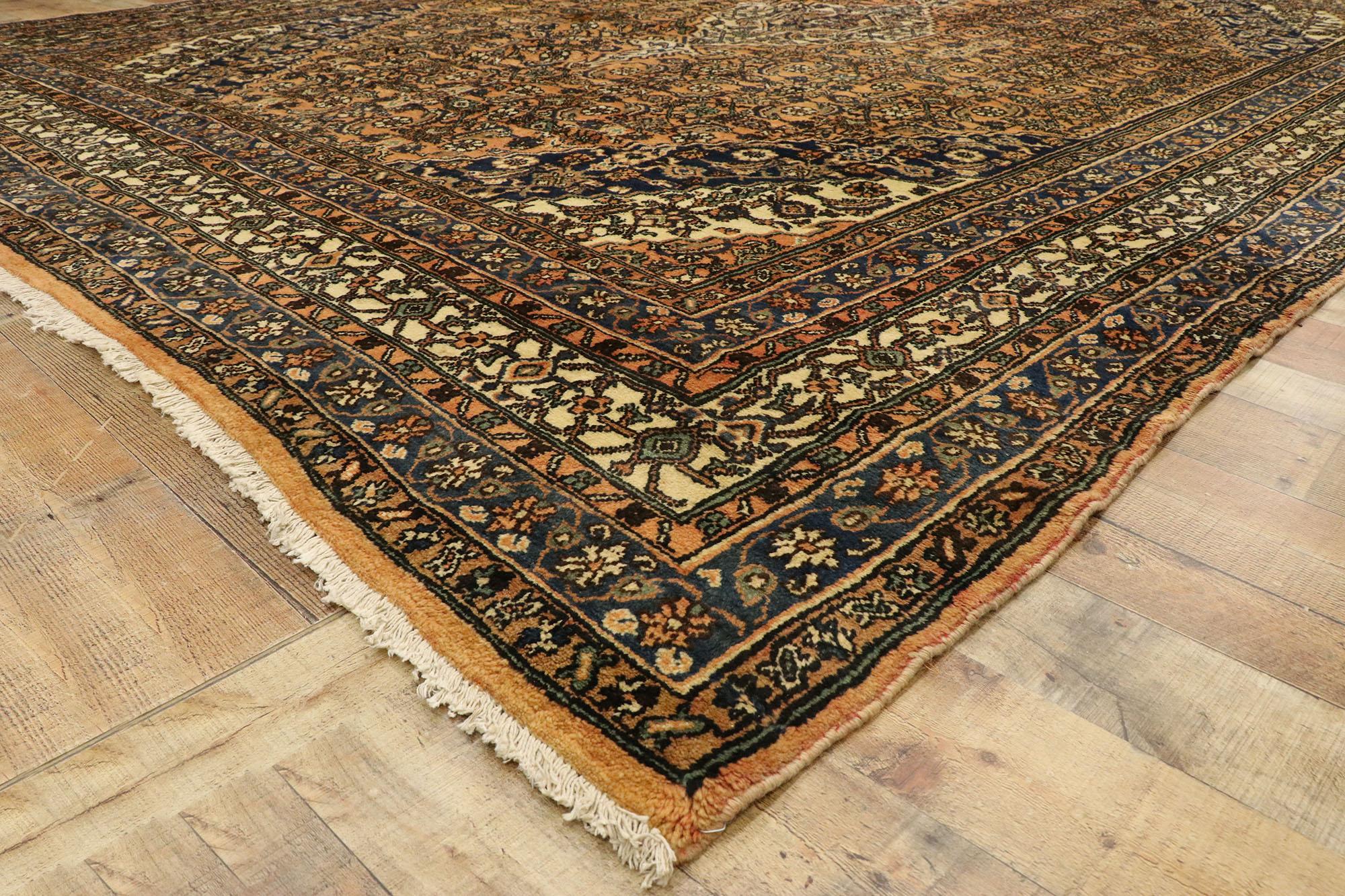 Tapis persan vintage Hamadan avec motif rustique et méditerranéen de style toscan Bon état - En vente à Dallas, TX